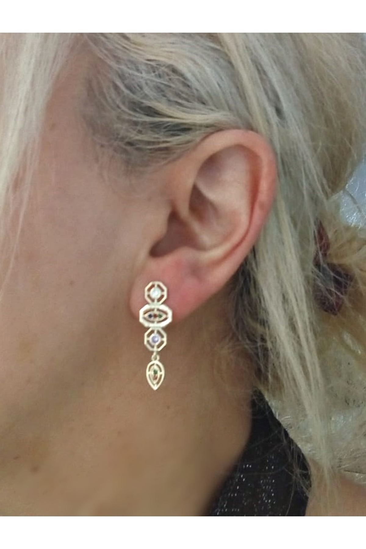Gold Element Taşlı Hafif Küpe