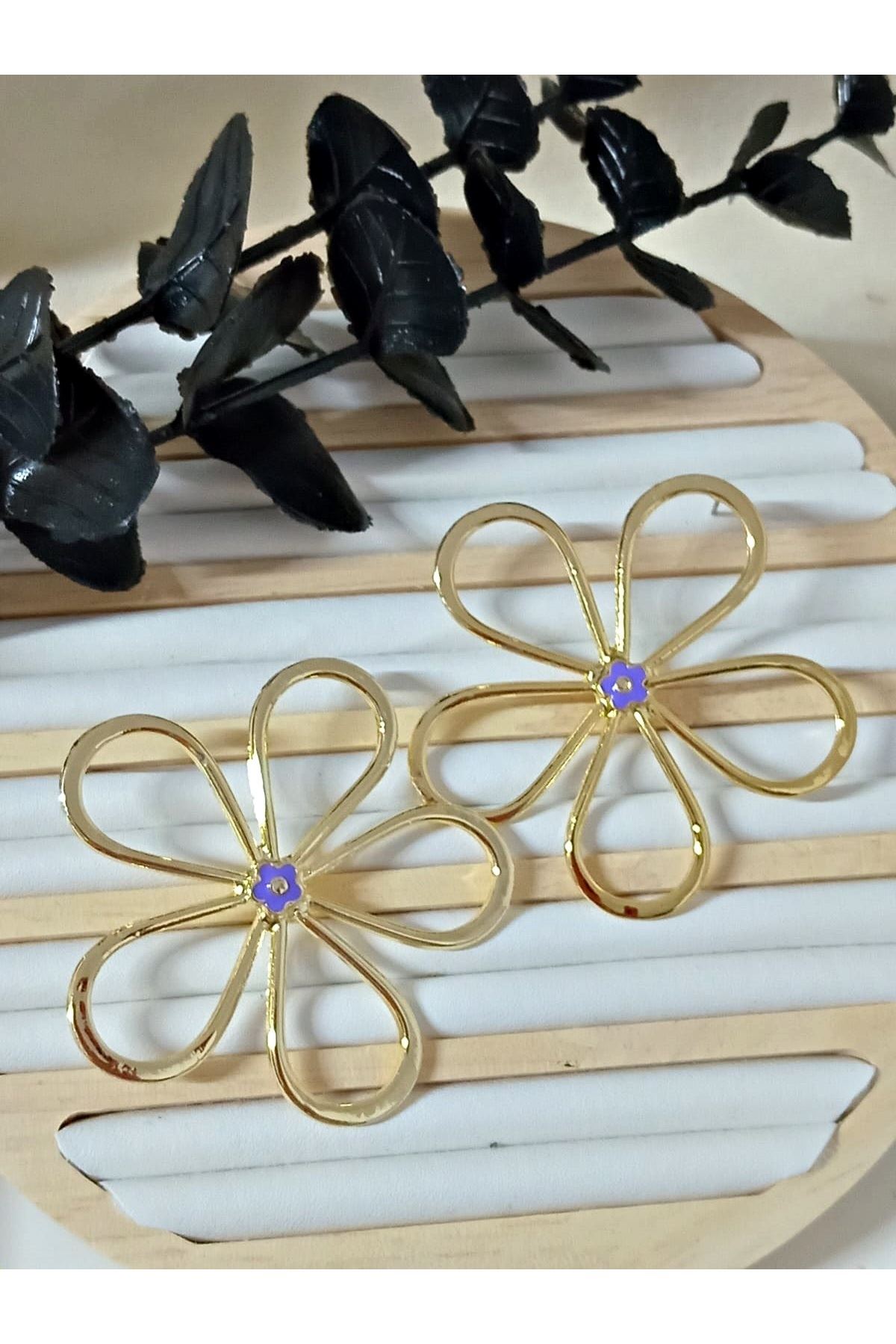 Gold Mor Mineli Papatya Kadın Küpe, Daisy