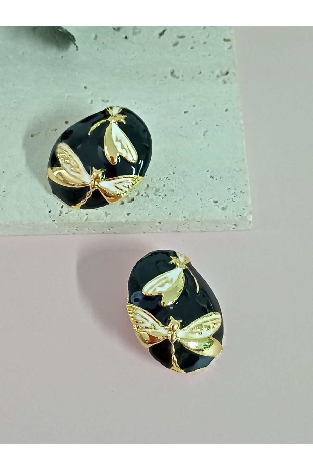 Siyah Gold Yusufçuk Şık Küpe