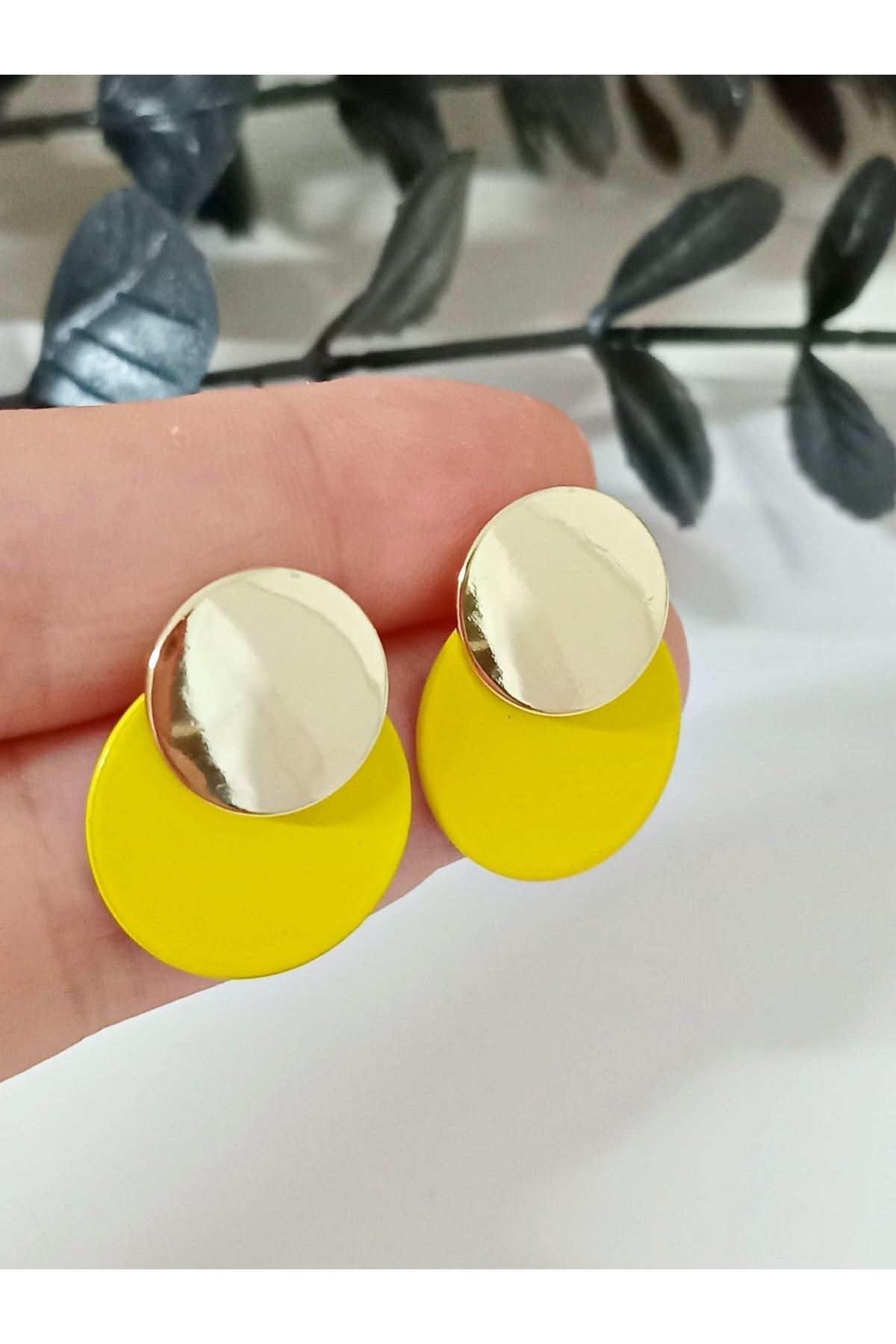 Gold Sarı Plaka Küçük Kadın Küpe