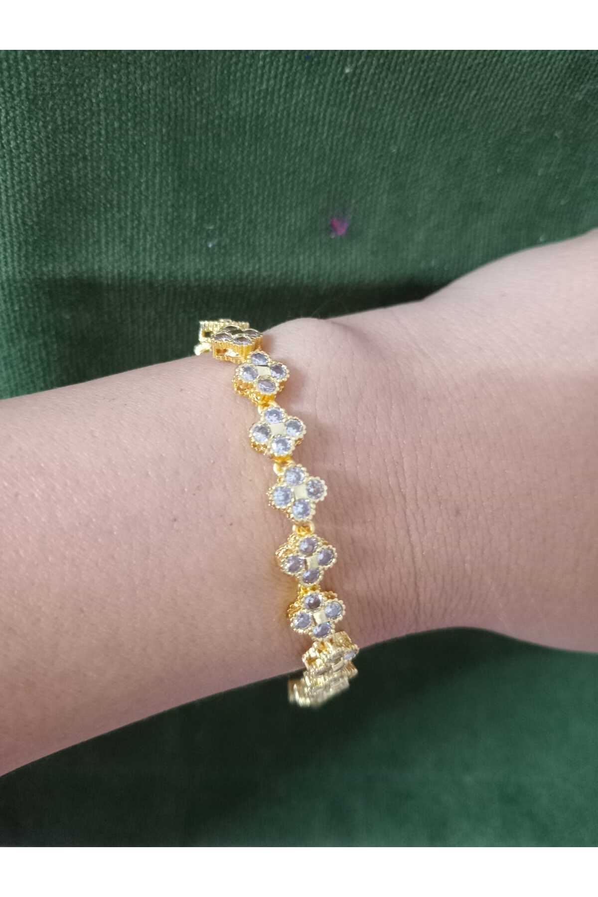 Gold Taşlı Çiçek Bileklik Xuping, Üst Kalite