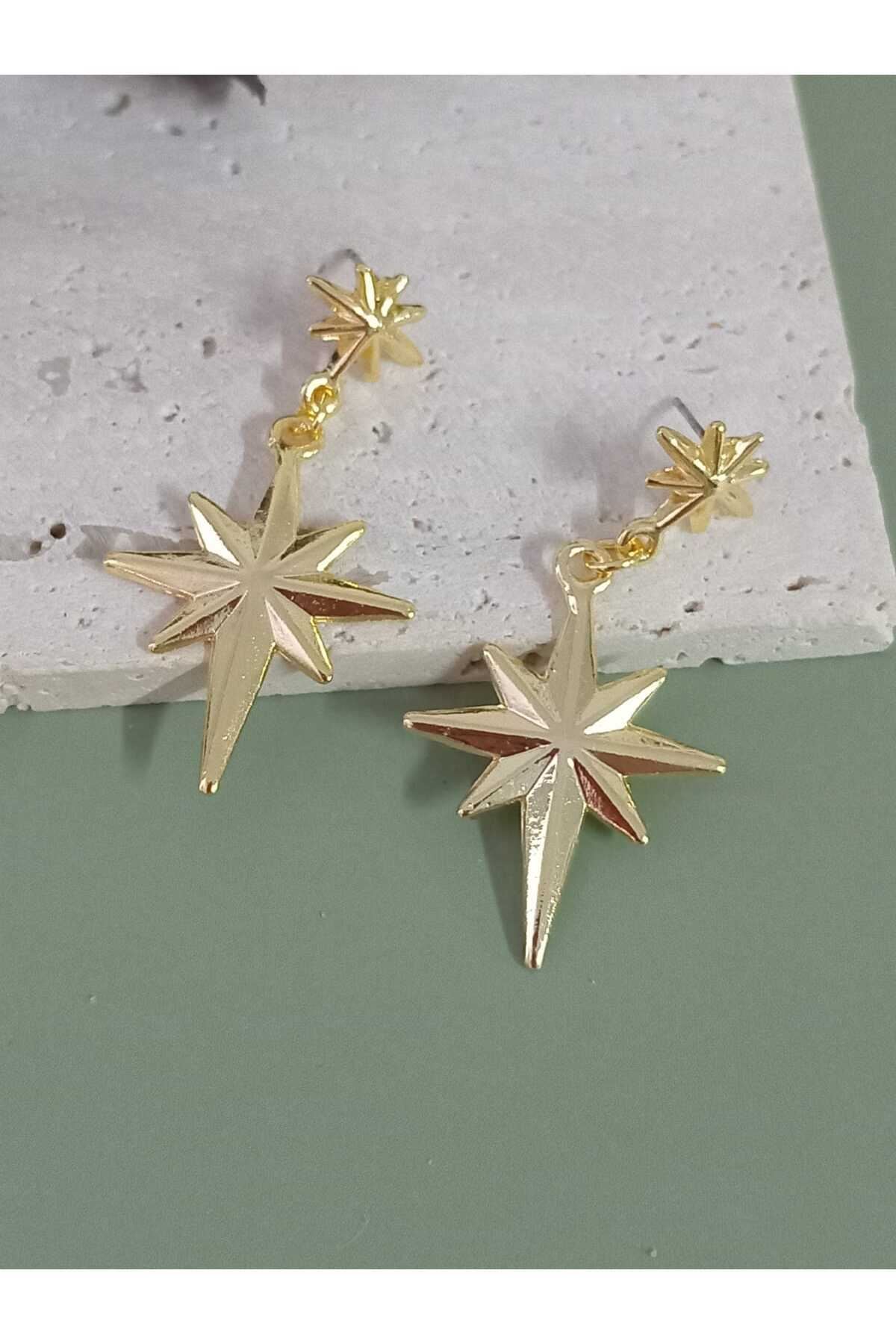 Gold Kuzey Yıldızı Kadın Küpe