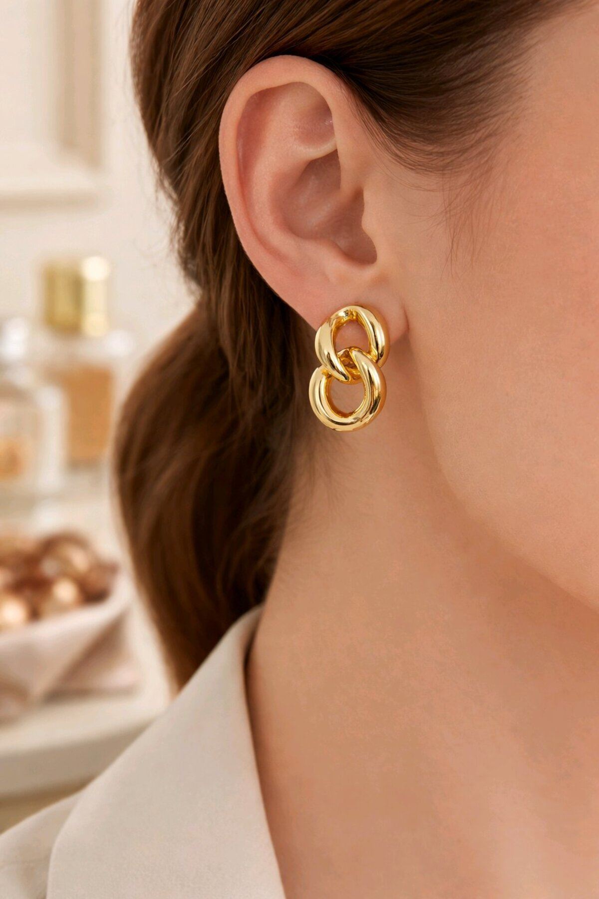 Gold Zincir Küpe