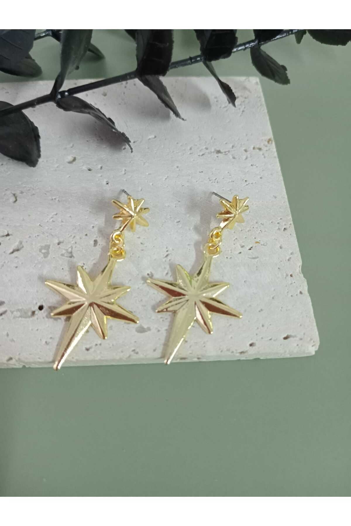 Gold Kuzey Yıldızı Kadın Küpe