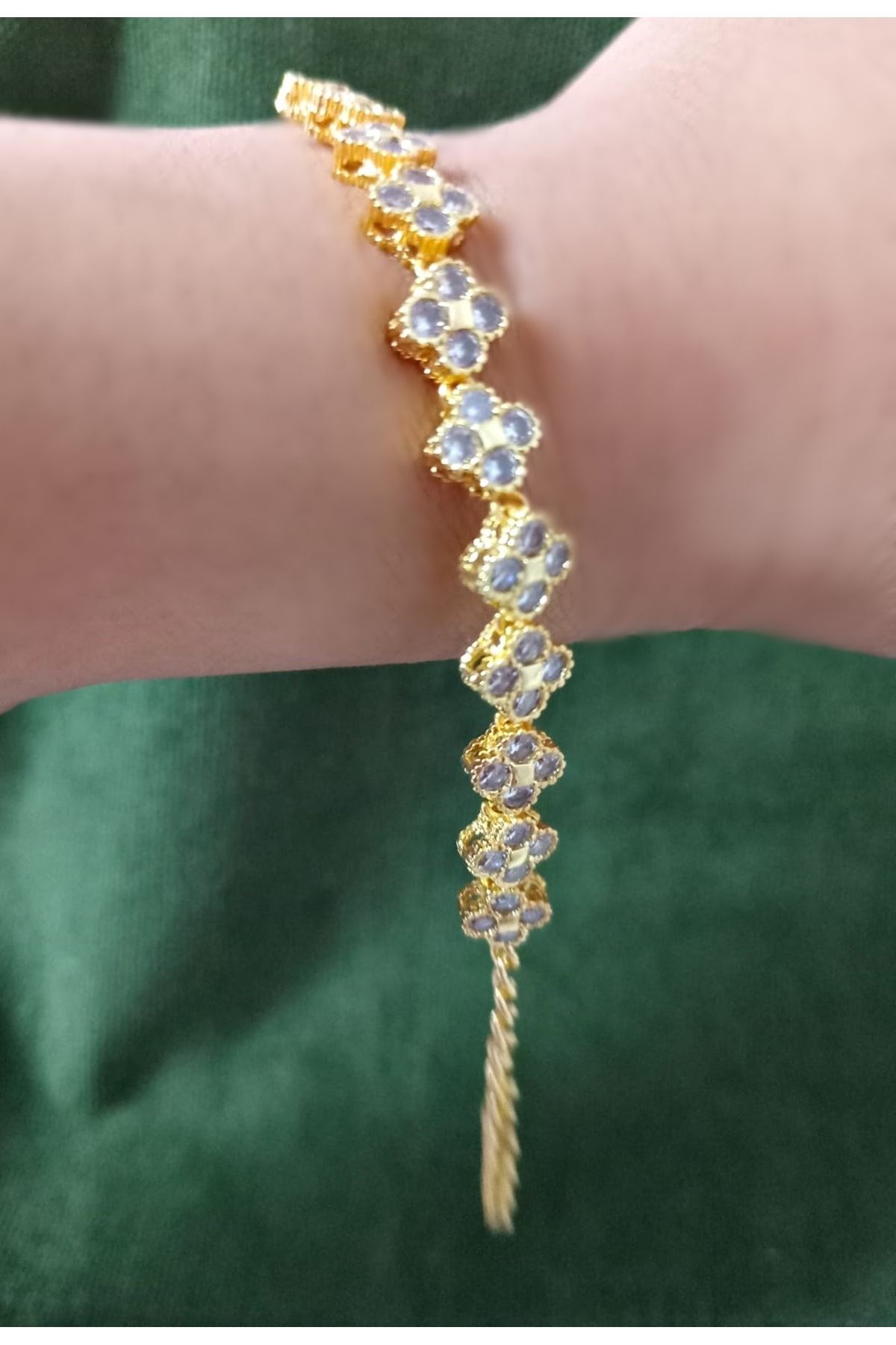 Gold Taşlı Çiçek Bileklik Xuping, Üst Kalite