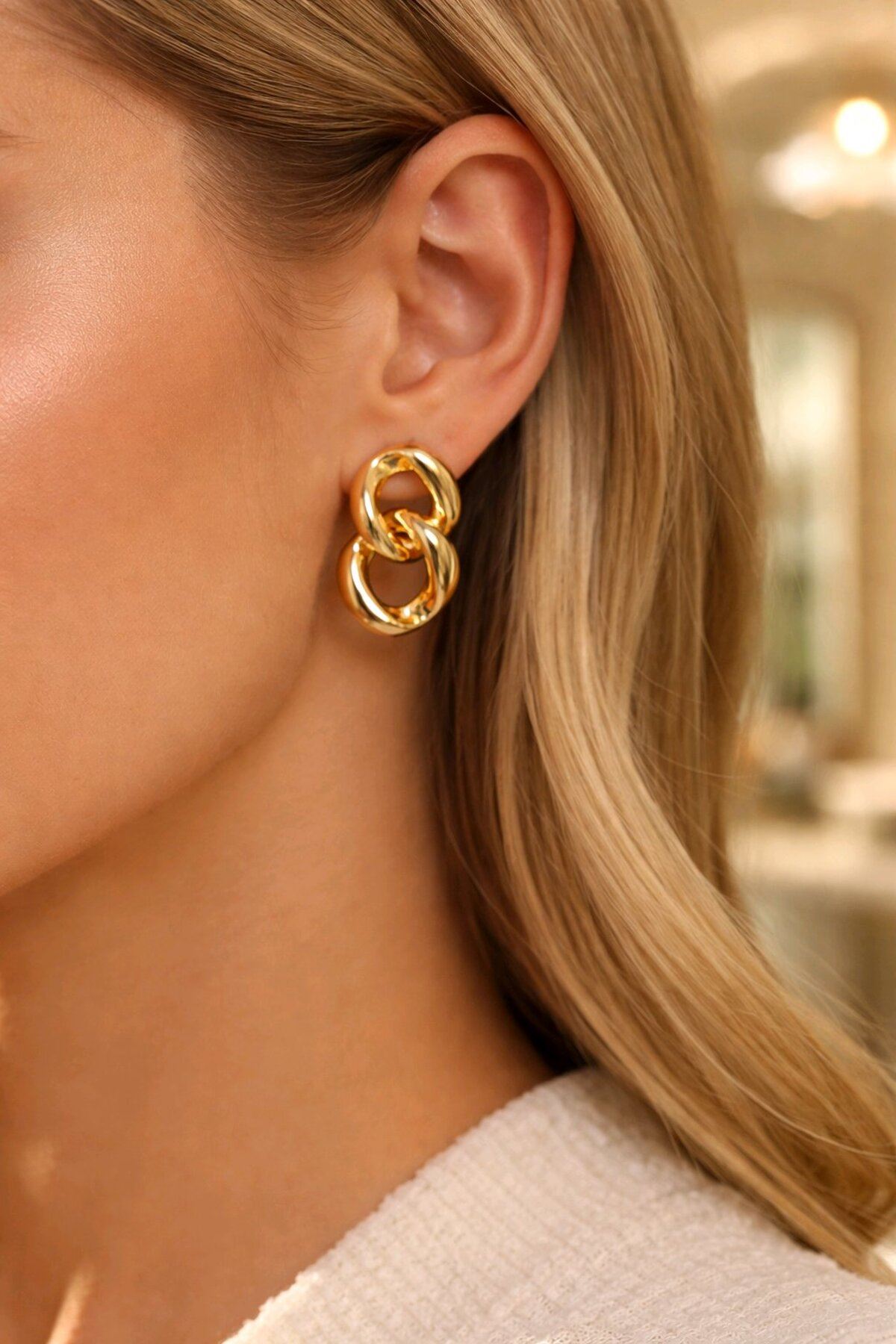 Gold Zincir Küpe