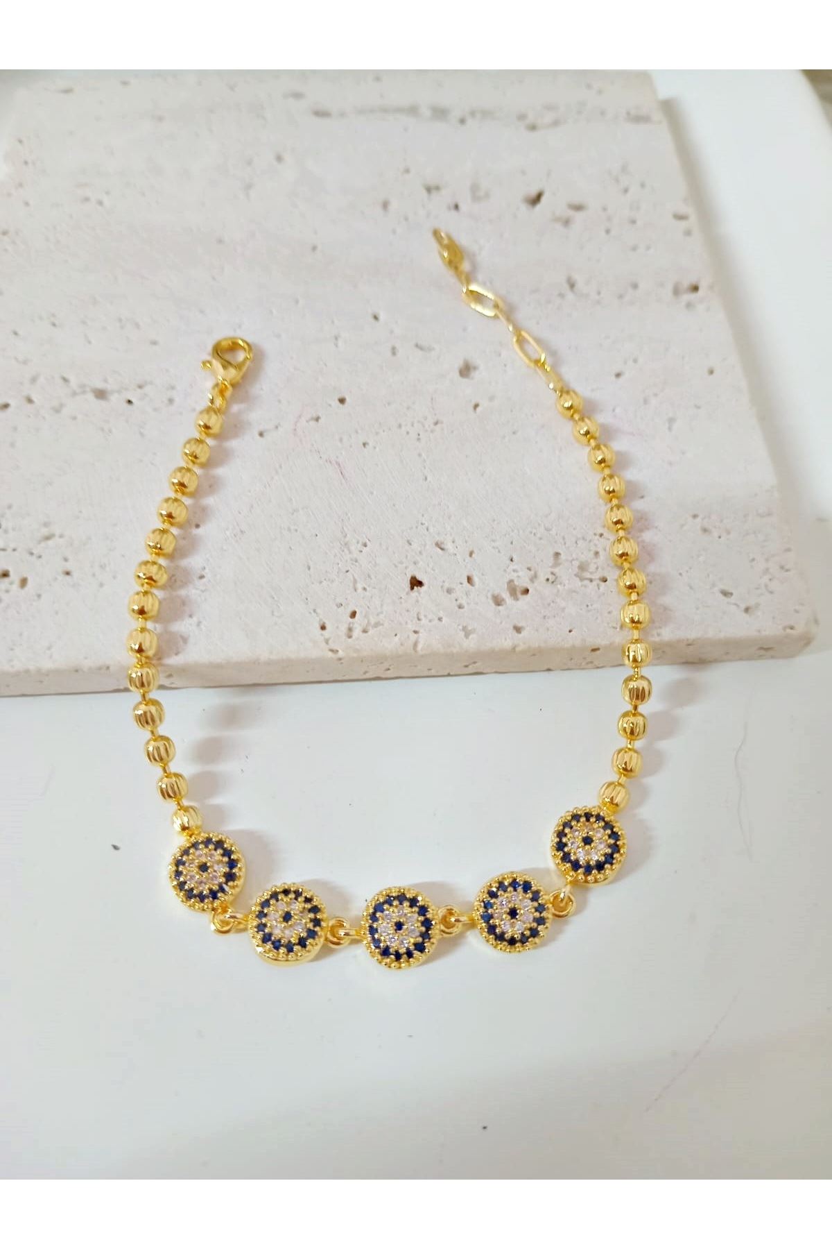 Çelik Gold Mavi Nazar Temalı Bileklik, Bilezık