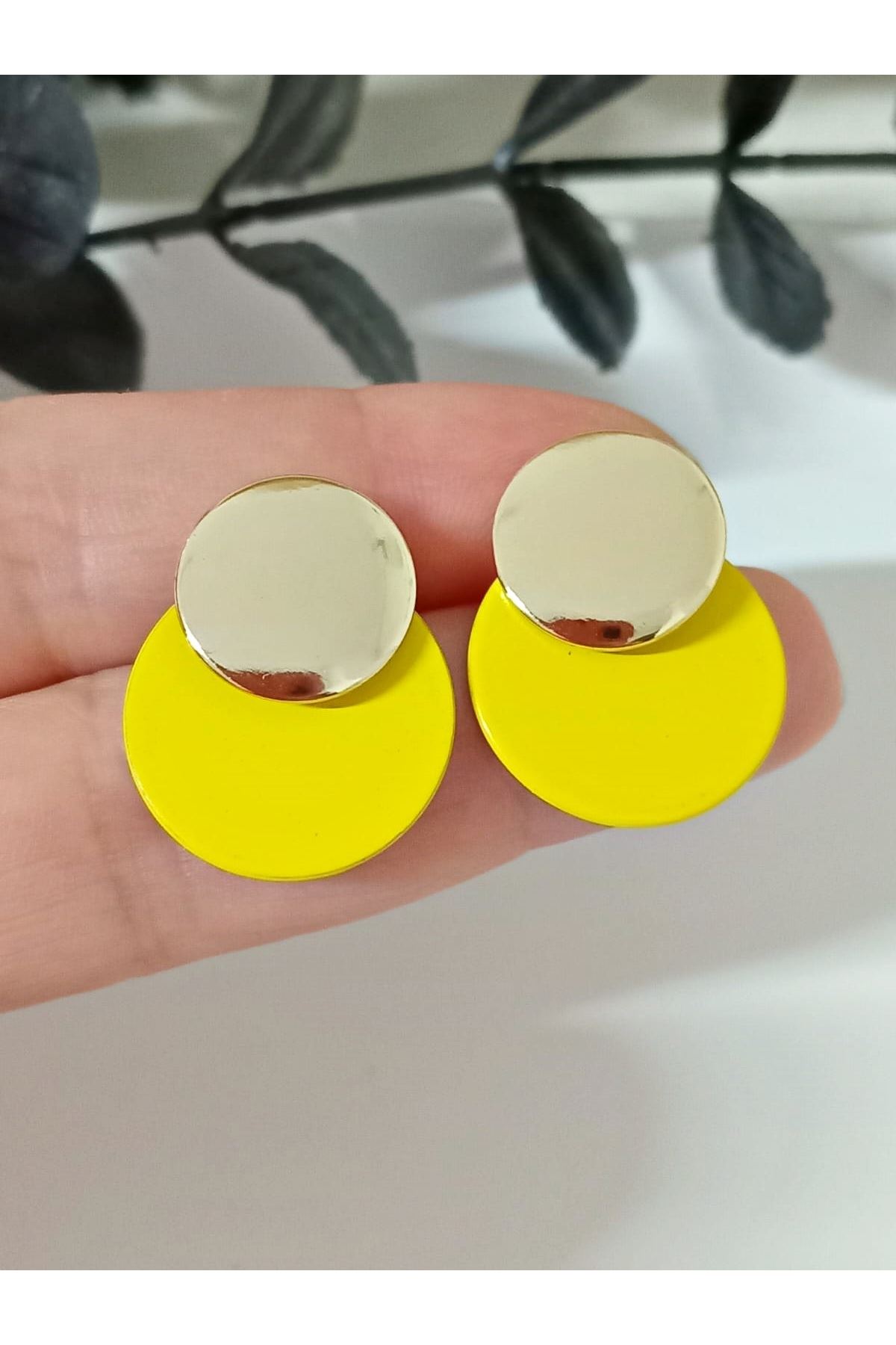 Gold Sarı Plaka Küçük Kadın Küpe