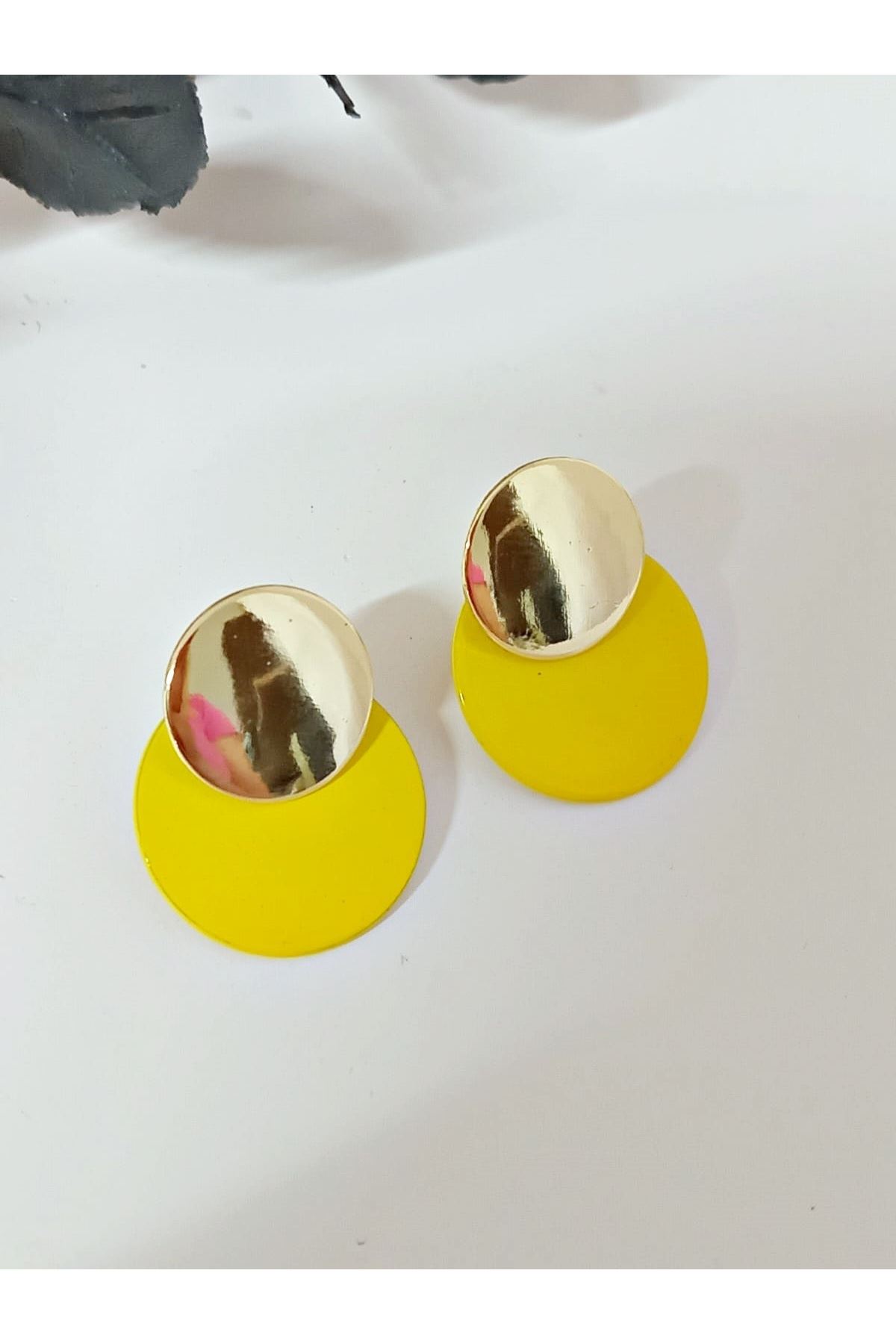 Gold Sarı Plaka Küçük Kadın Küpe
