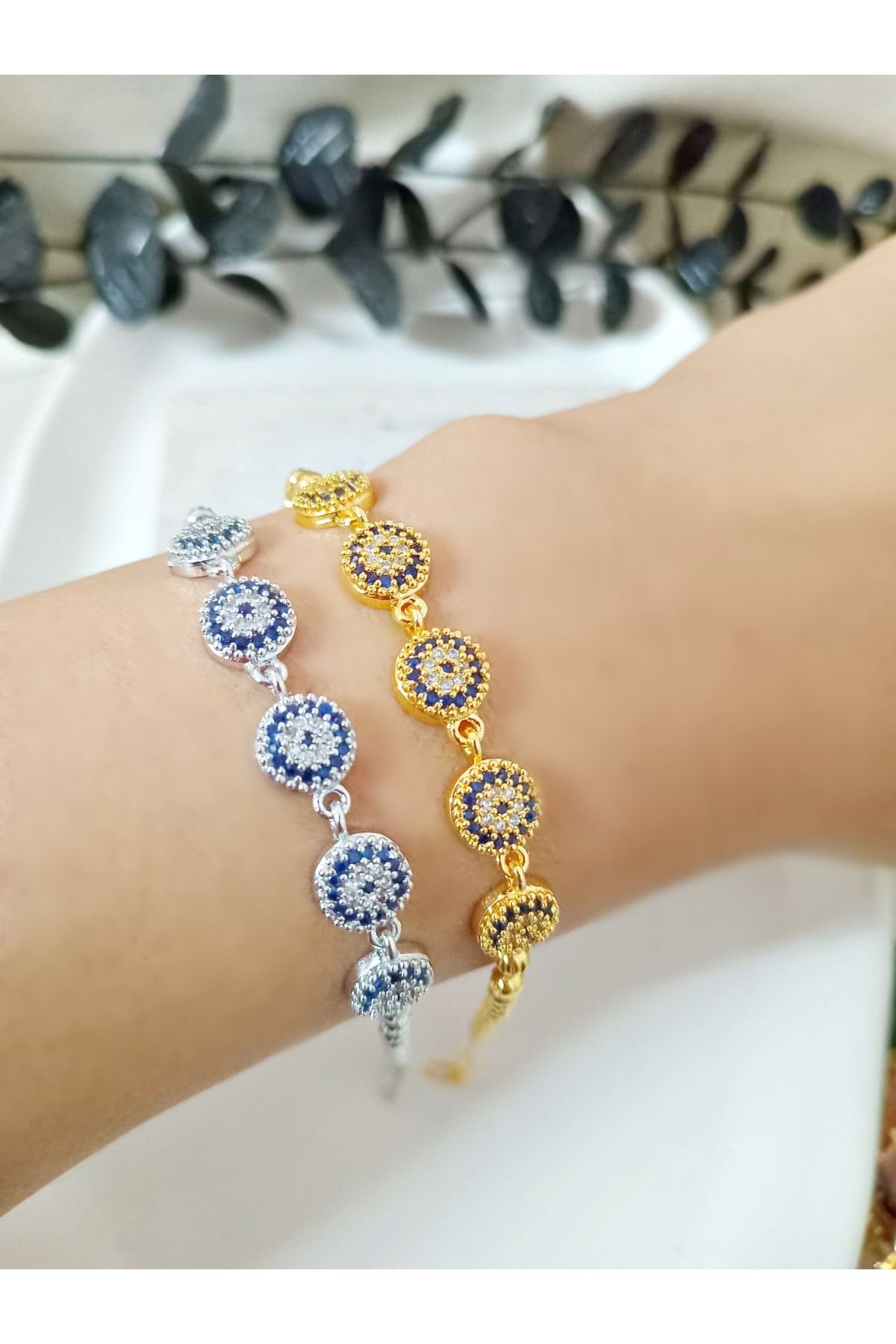 Çelik Gold Mavi Nazar Temalı Bileklik, Bilezık