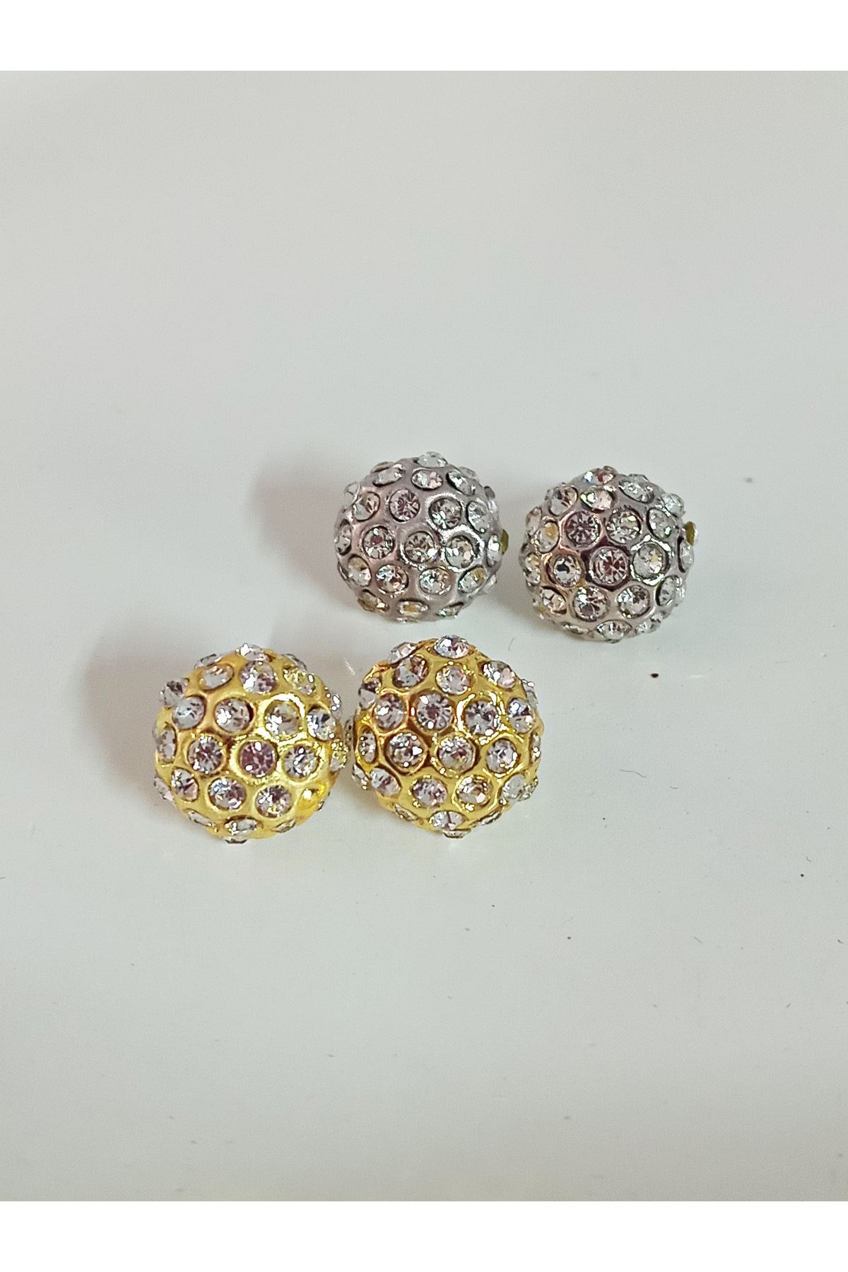 2 Çift , Gold-Gümüş Taşlı Minimal Kadın Küpe Seti