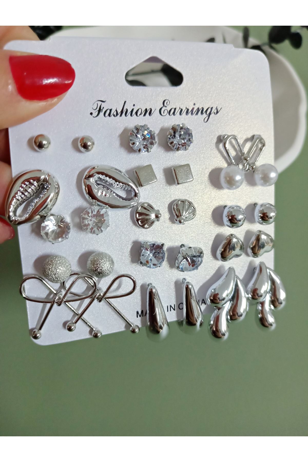 Gümüş 15 Set Küçük Küpe Seti