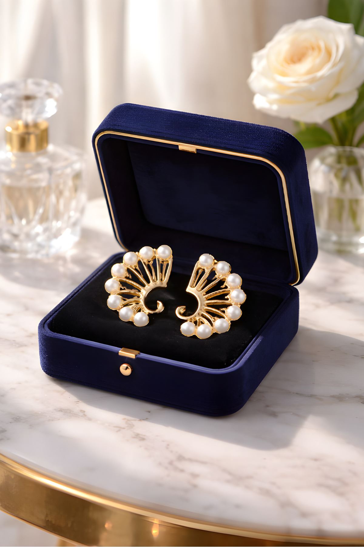 Gold İncili Küpe