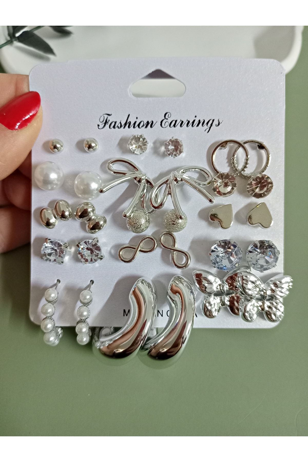 Gümüş 15 Set Küçük Küpe Seti