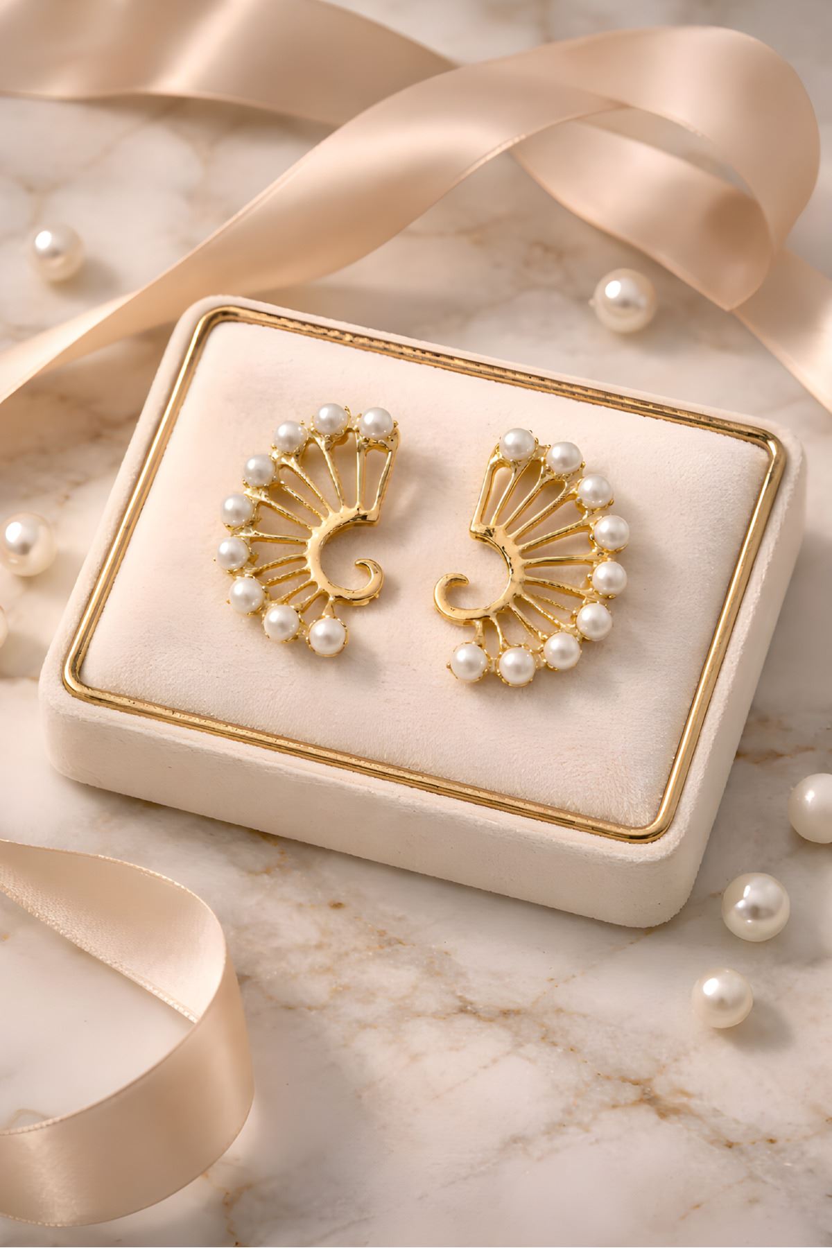 Gold İncili Küpe