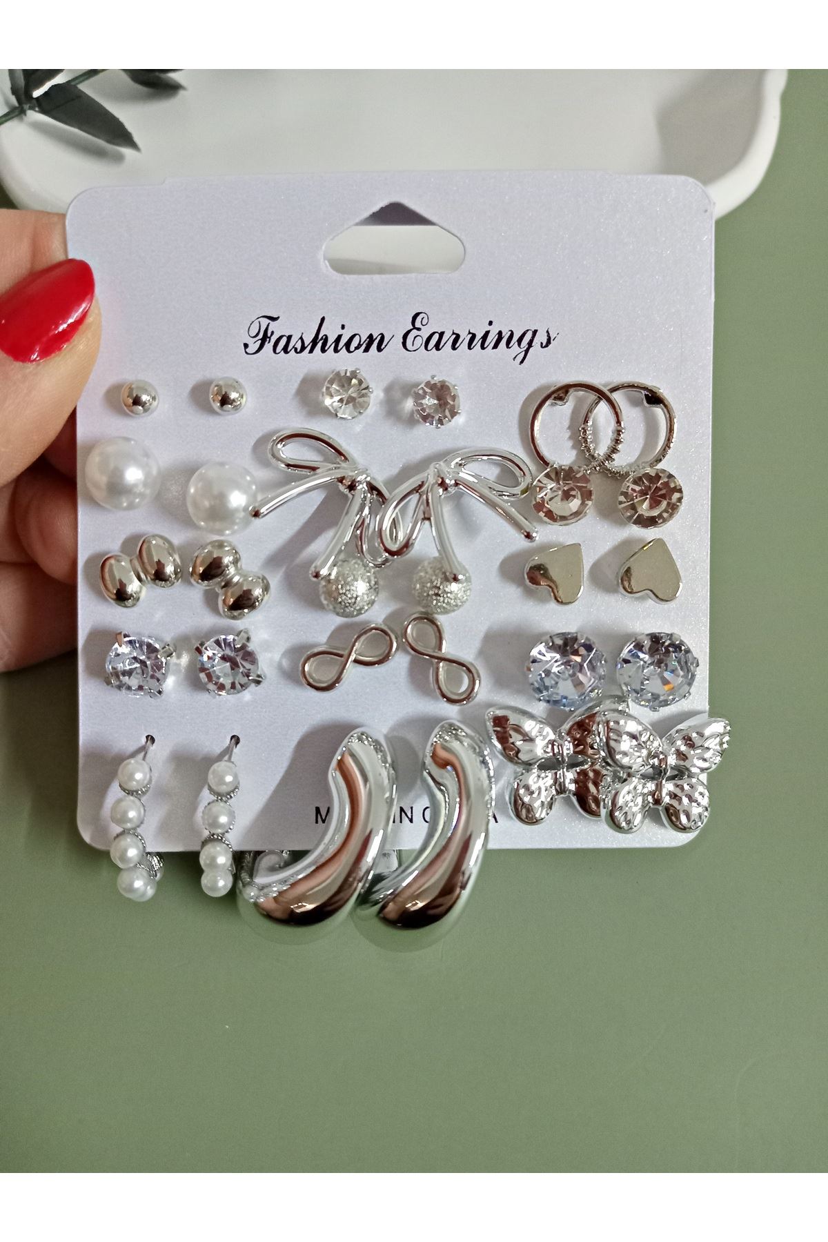 Gümüş 15 Set Küçük Küpe Seti