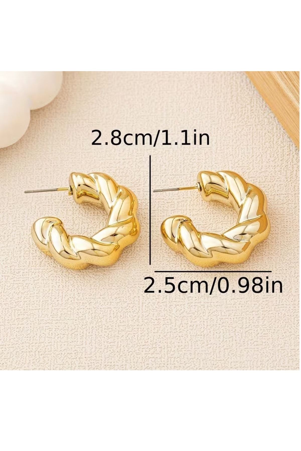 Gold Kalın Burgulu Halka Küpe