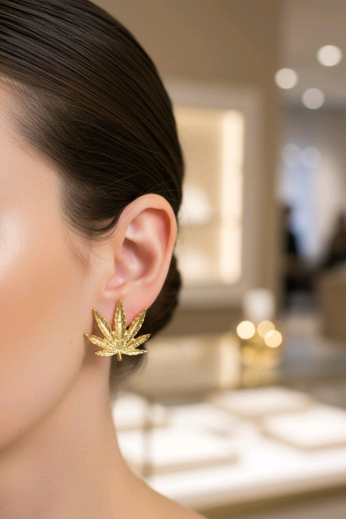 Gold Yaprak Küpe