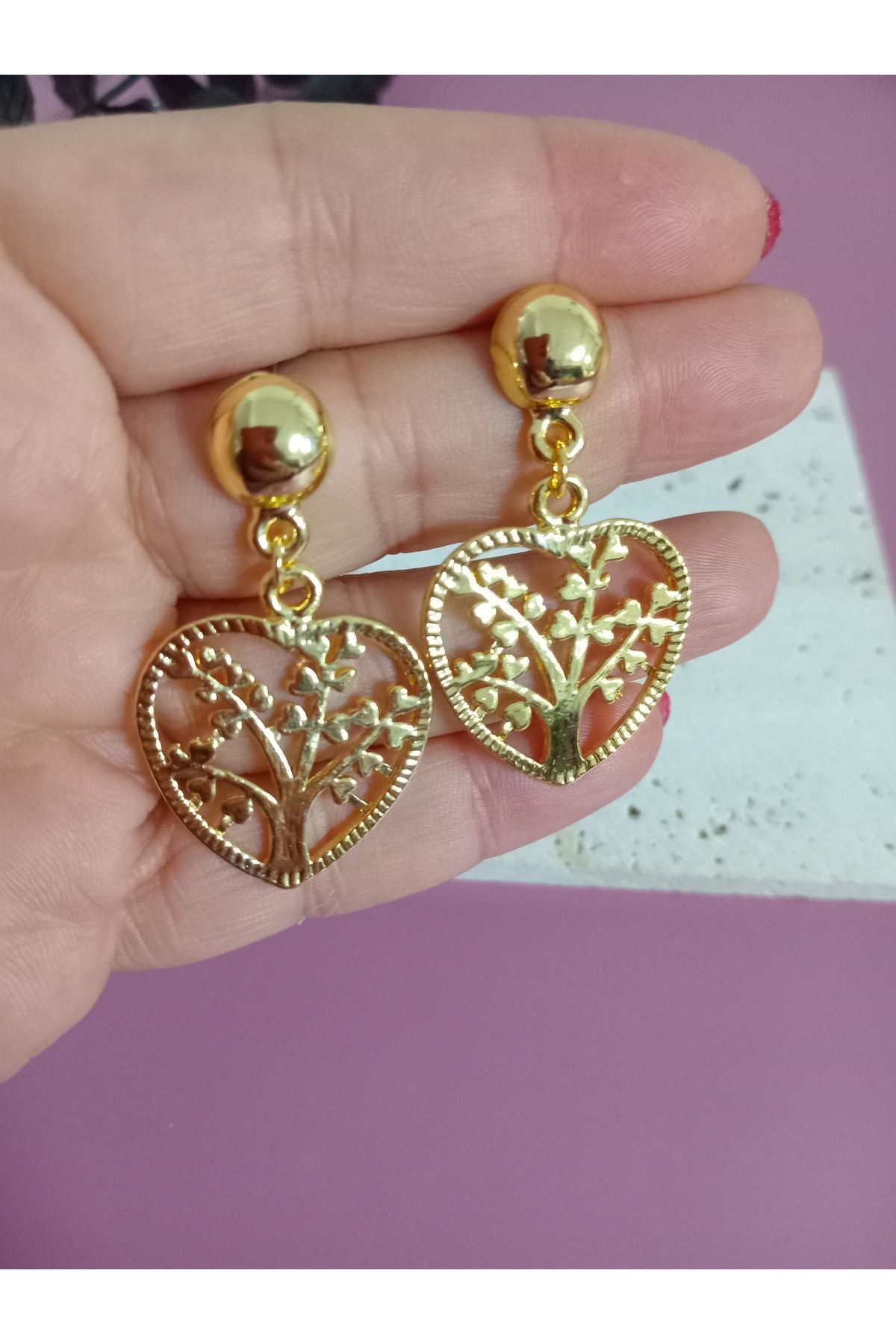 Gold Hayat Ağacı Küpe