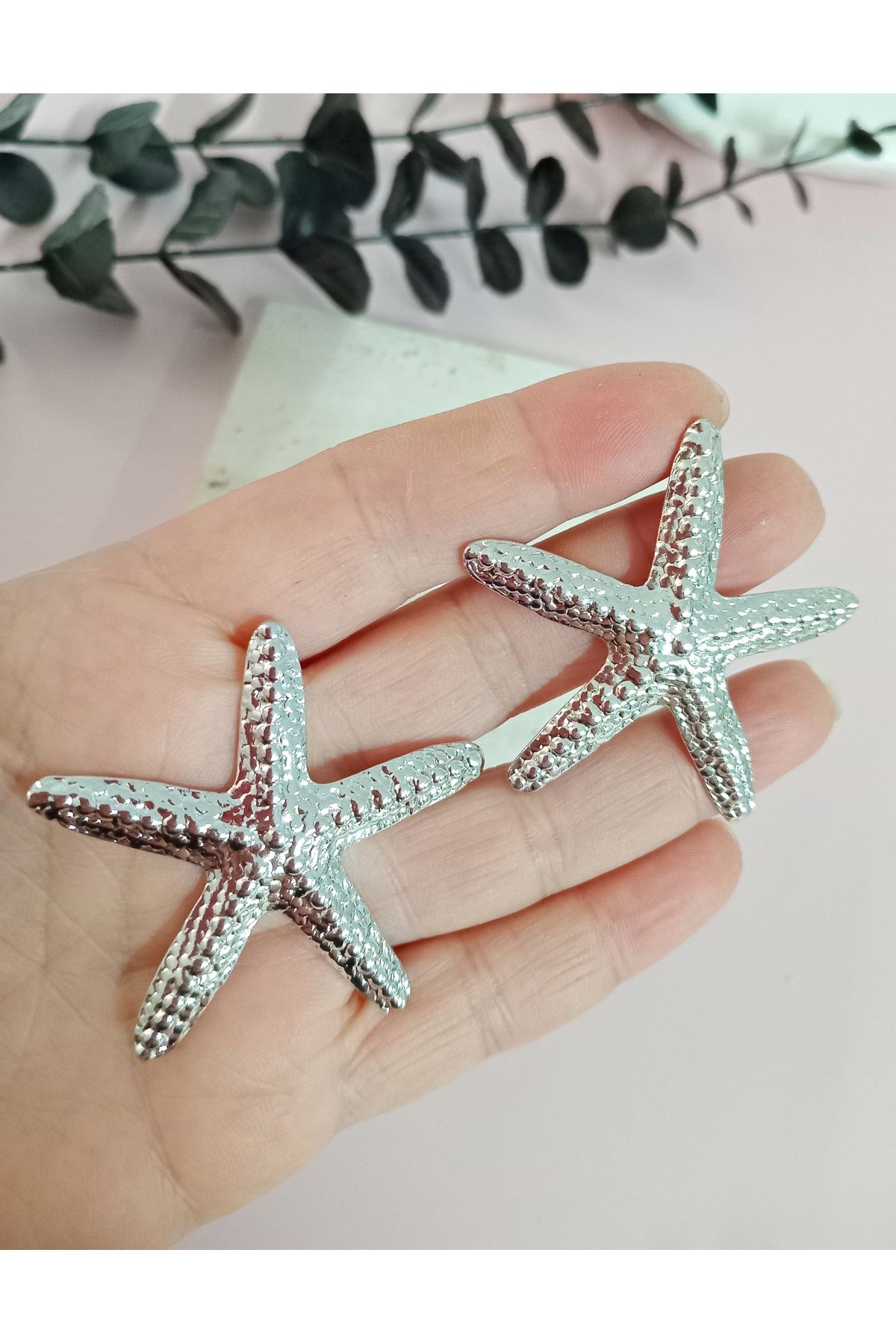 Gümüş Büyük Deniz Yıldızı Küpe
