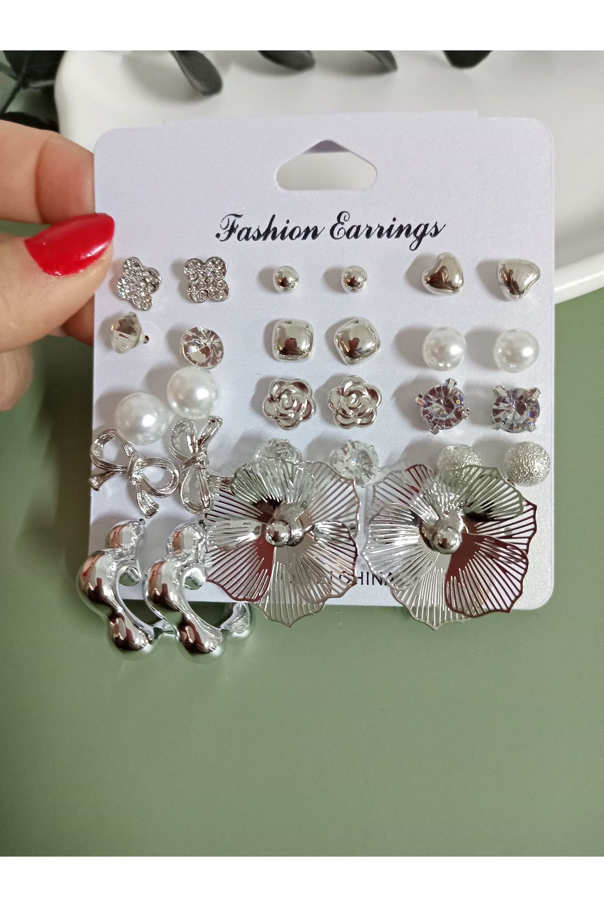 Gümüş 15 Set Küçük Küpe Seti
