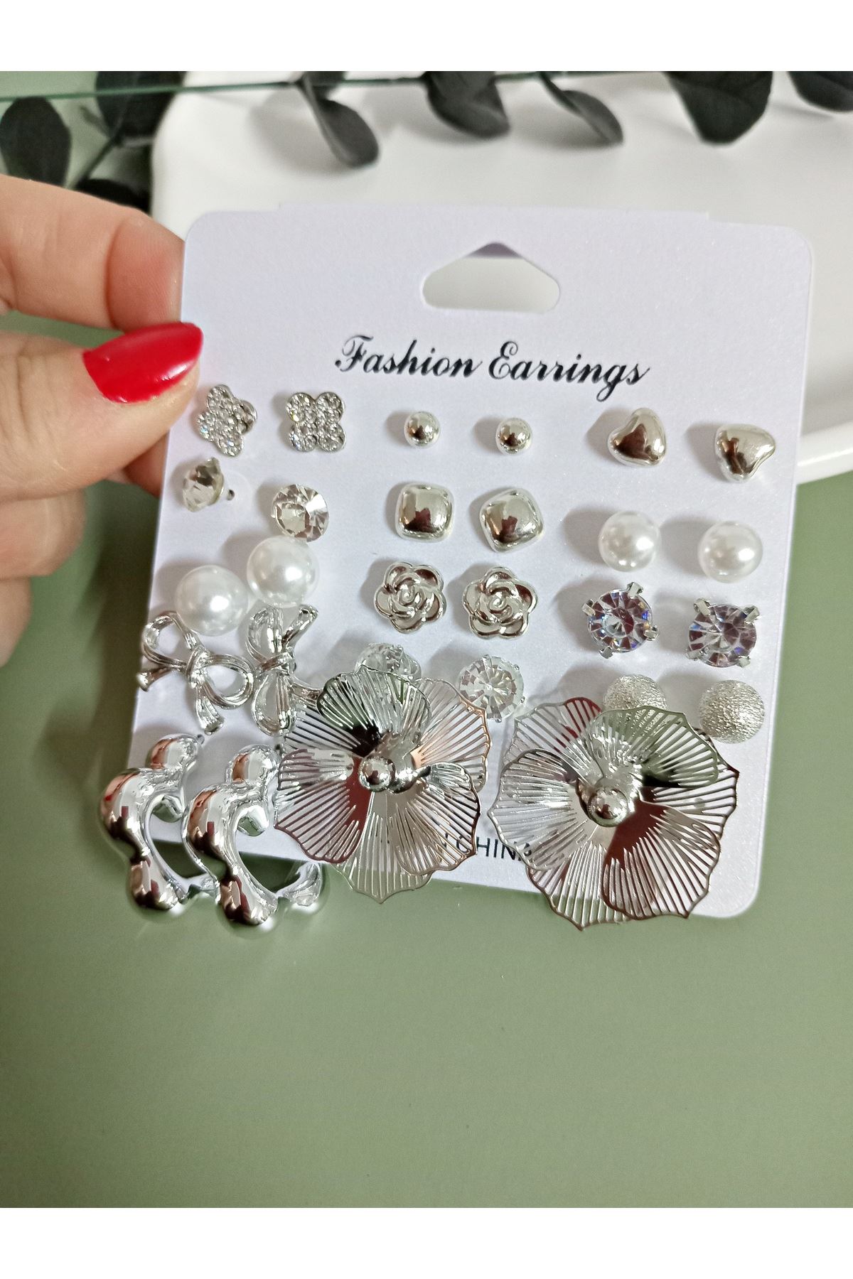 Gümüş 15 Set Küçük Küpe Seti