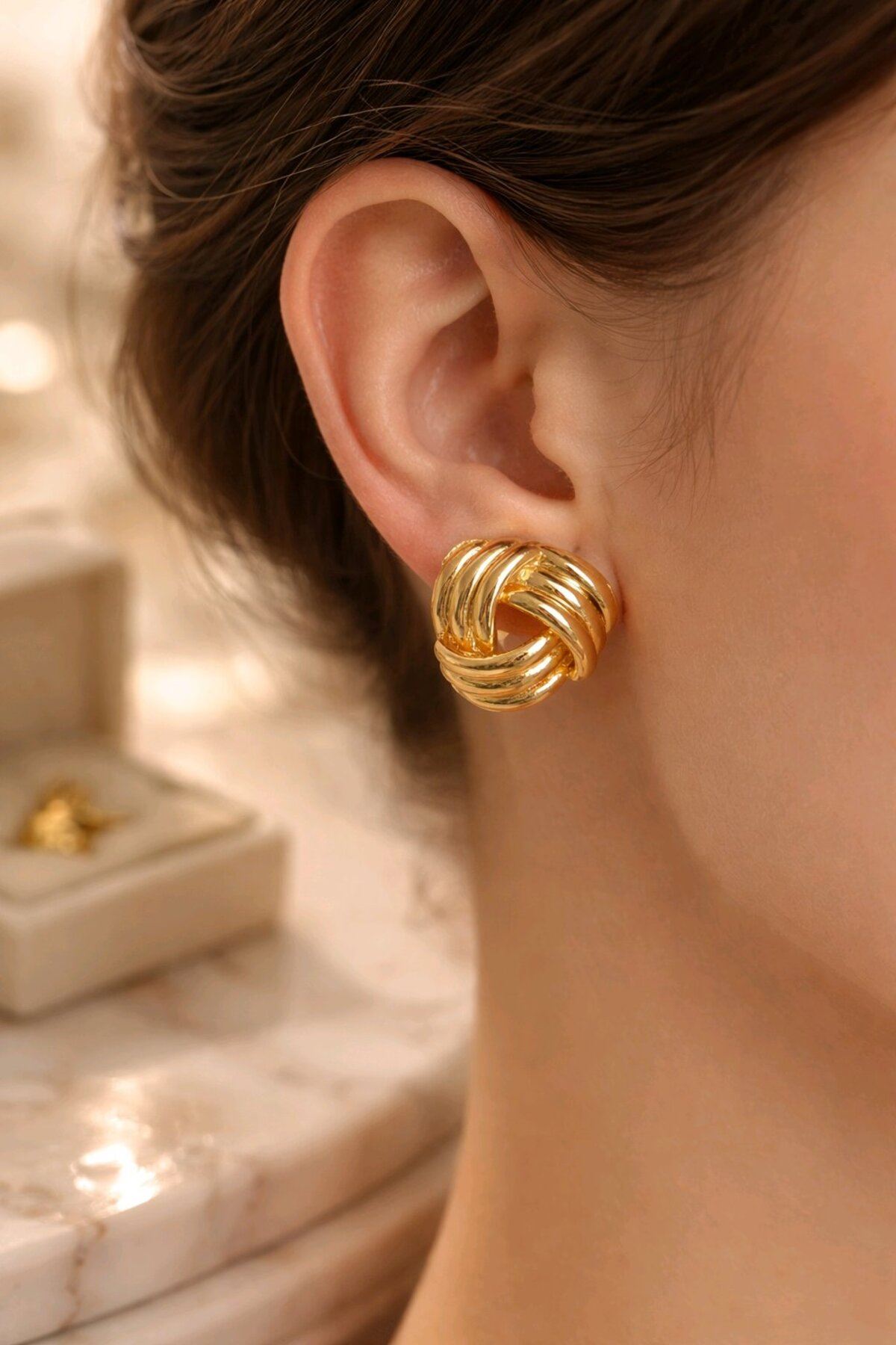 Marka Küpe, Gold Vintage Küçük Küpe