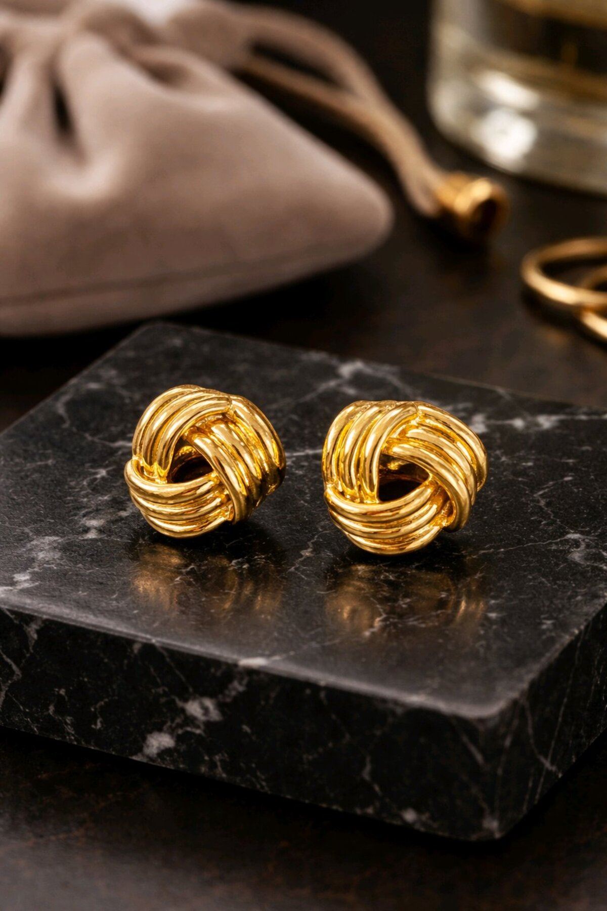 Marka Küpe, Gold Vintage Küçük Küpe