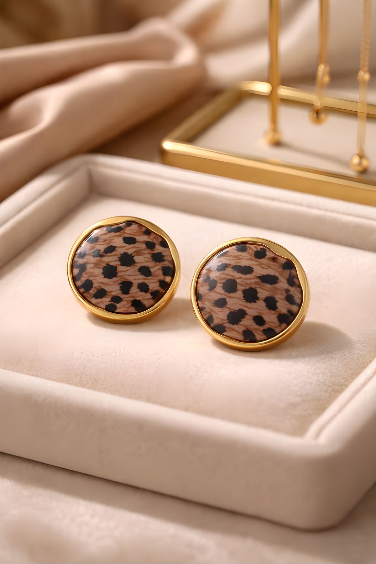 Gold İthal Leopar Küpe, Çok Hafif