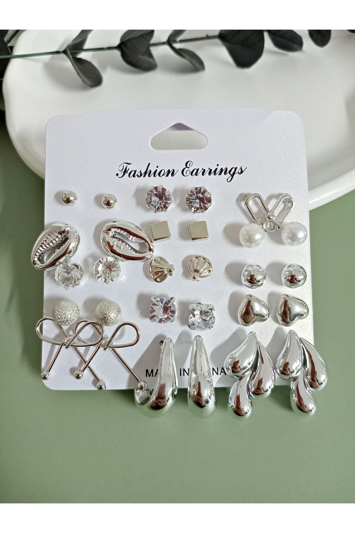 Gümüş 15 Set Küçük Küpe Seti