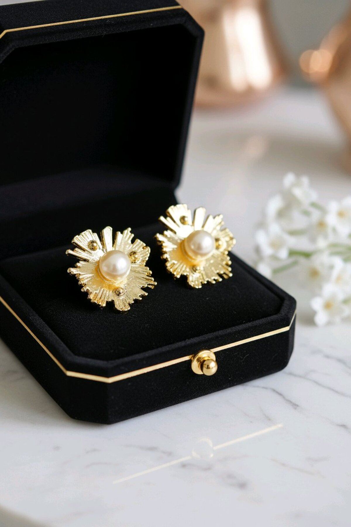 Gold İncili Küpe