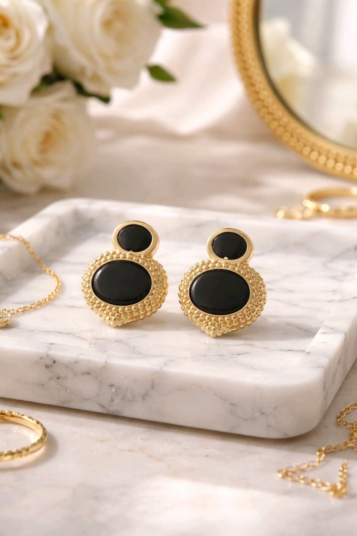 Gold SiyahSedef Küpe