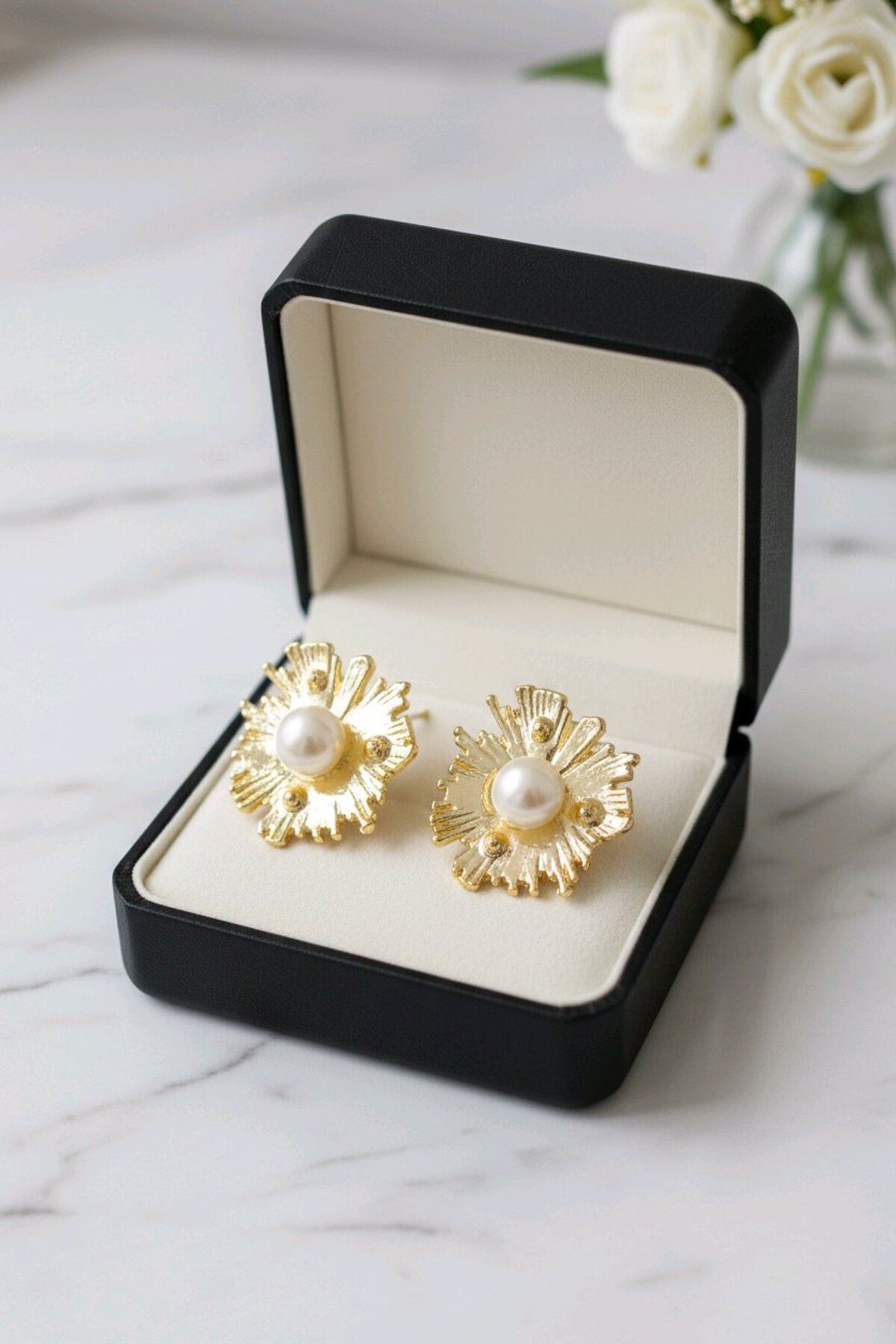 Gold İncili Küpe