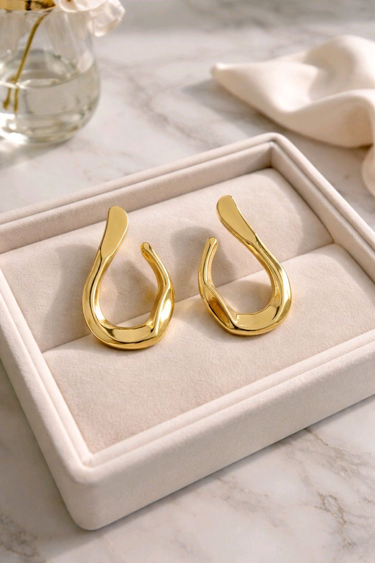 Gold Geometrik Küpe, Çok Hafif
