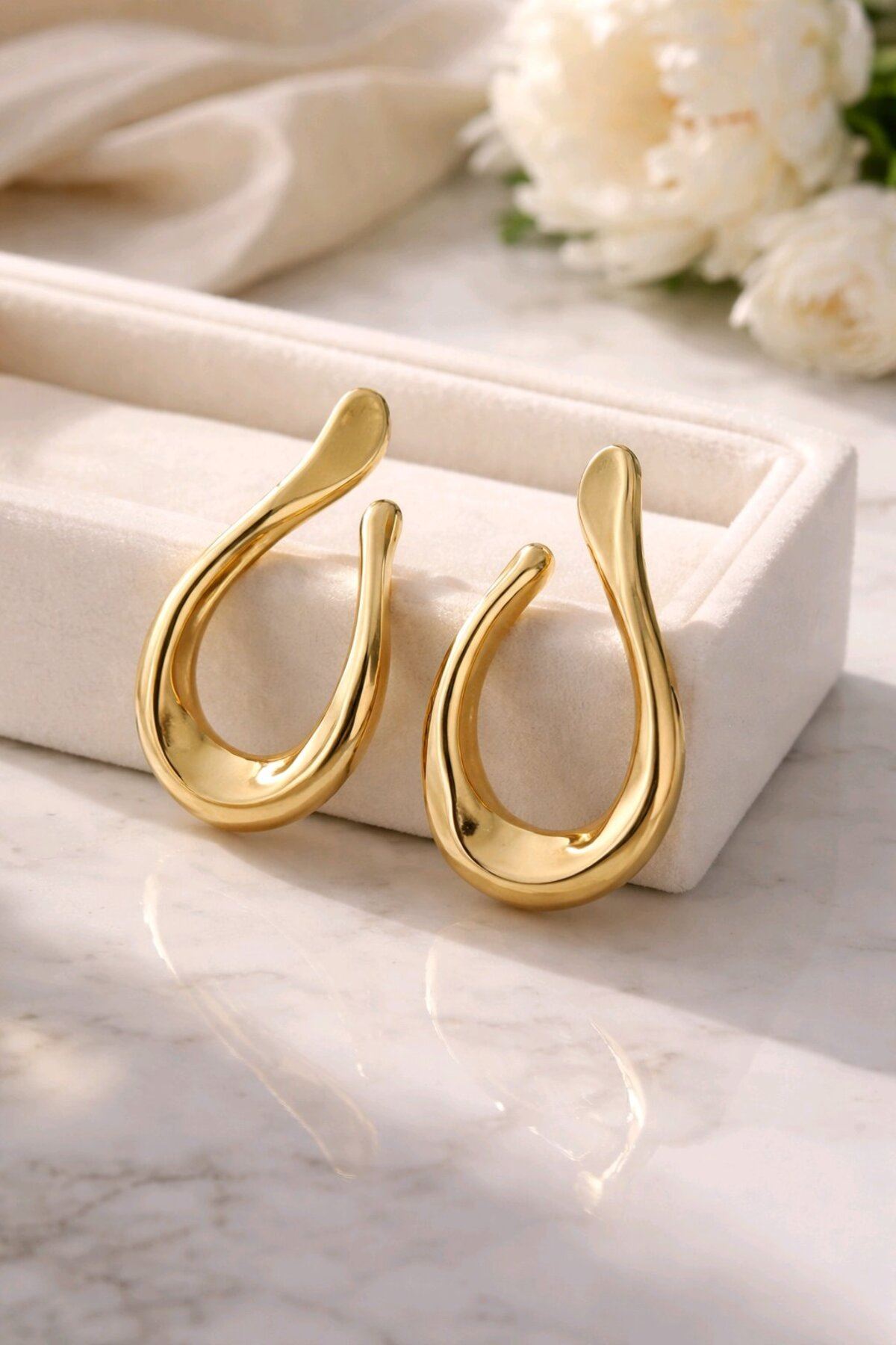 Gold Geometrik Küpe, Çok Hafif