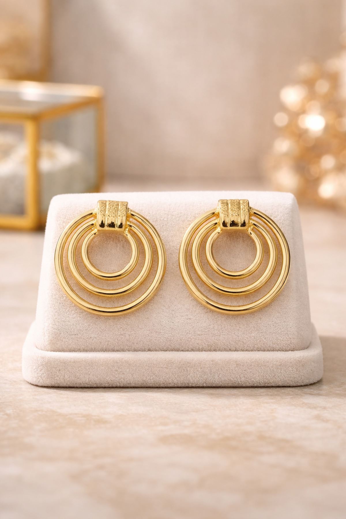 Gold İllüzyon Küpe