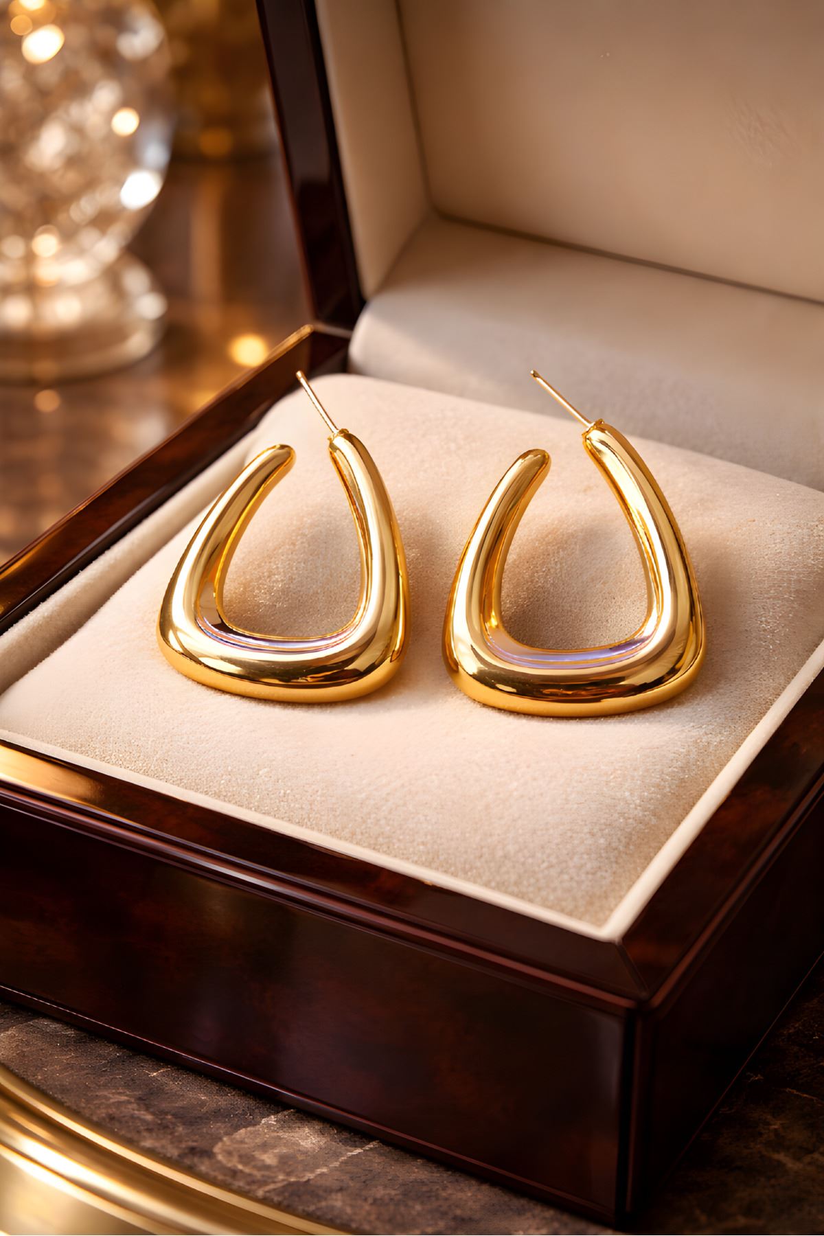Gold Üçgen Halka Küpe, Çok Hafif