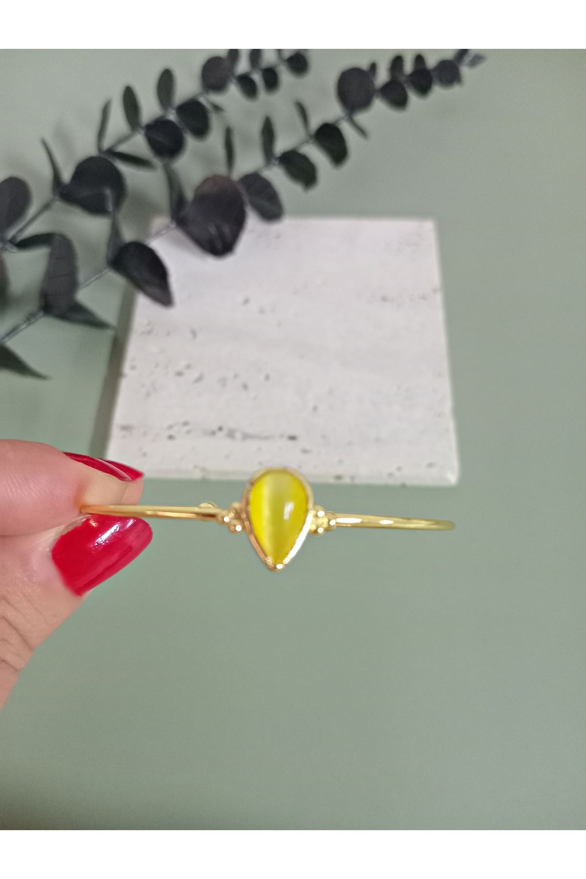 Gold Sarı Damla Taşlı Çıtır Bilezik