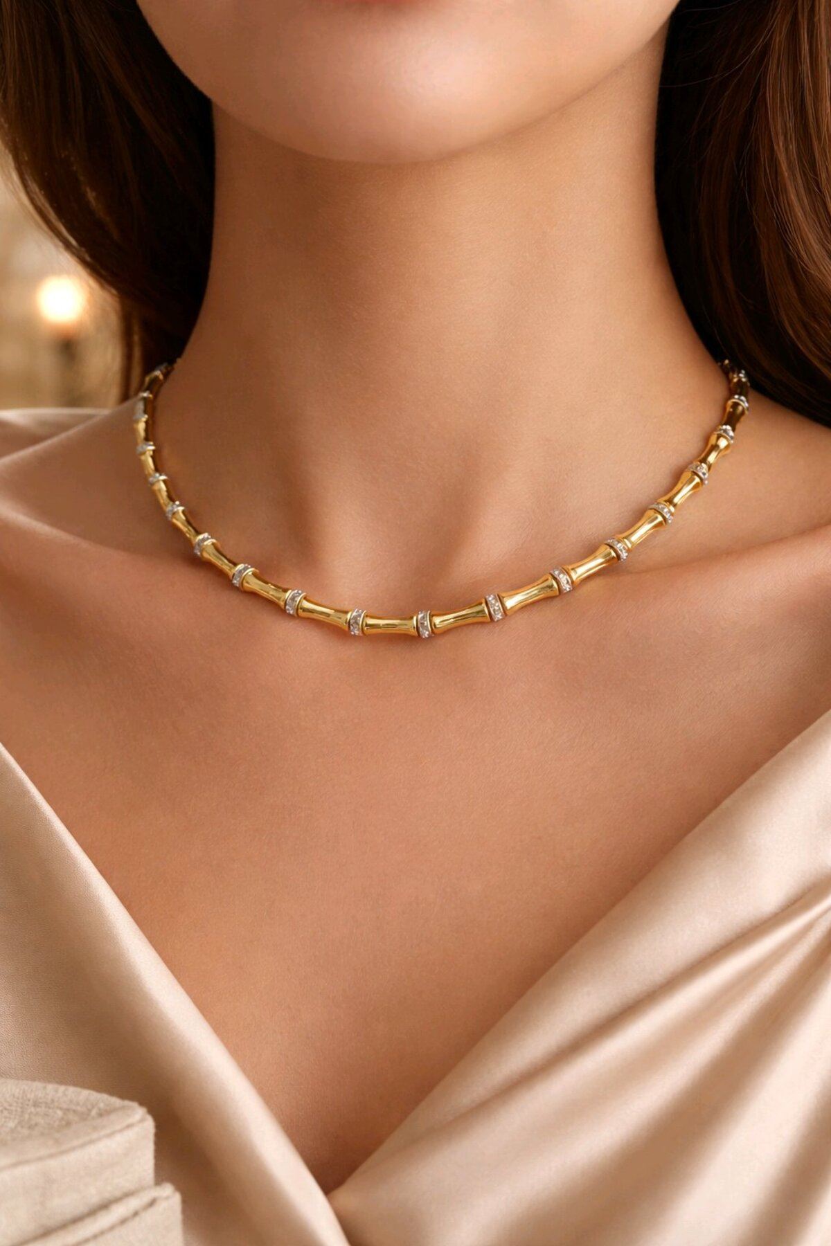 Gold Taşlı Serenay Kolye