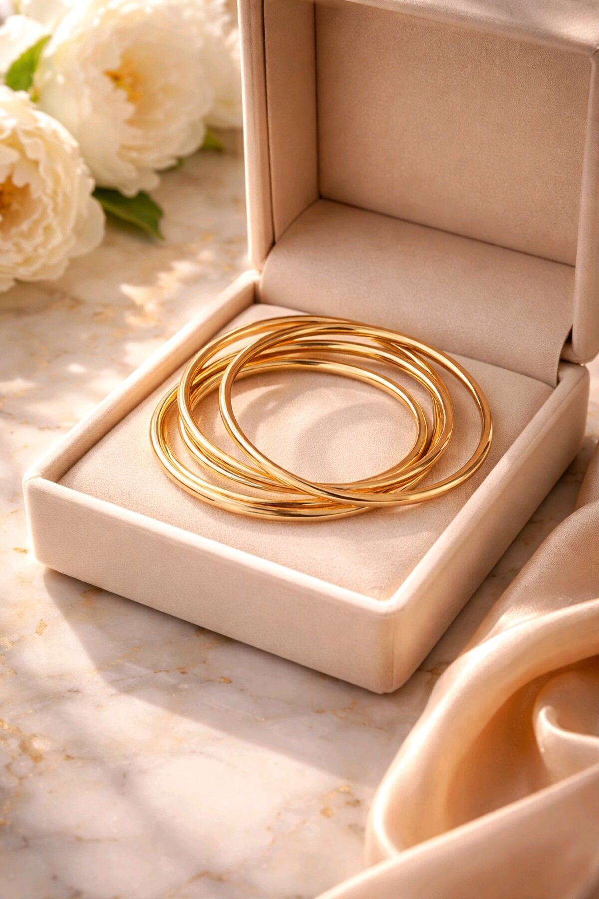 Marka Model, 4 Adet Gold Bilezık, Çap:7cm