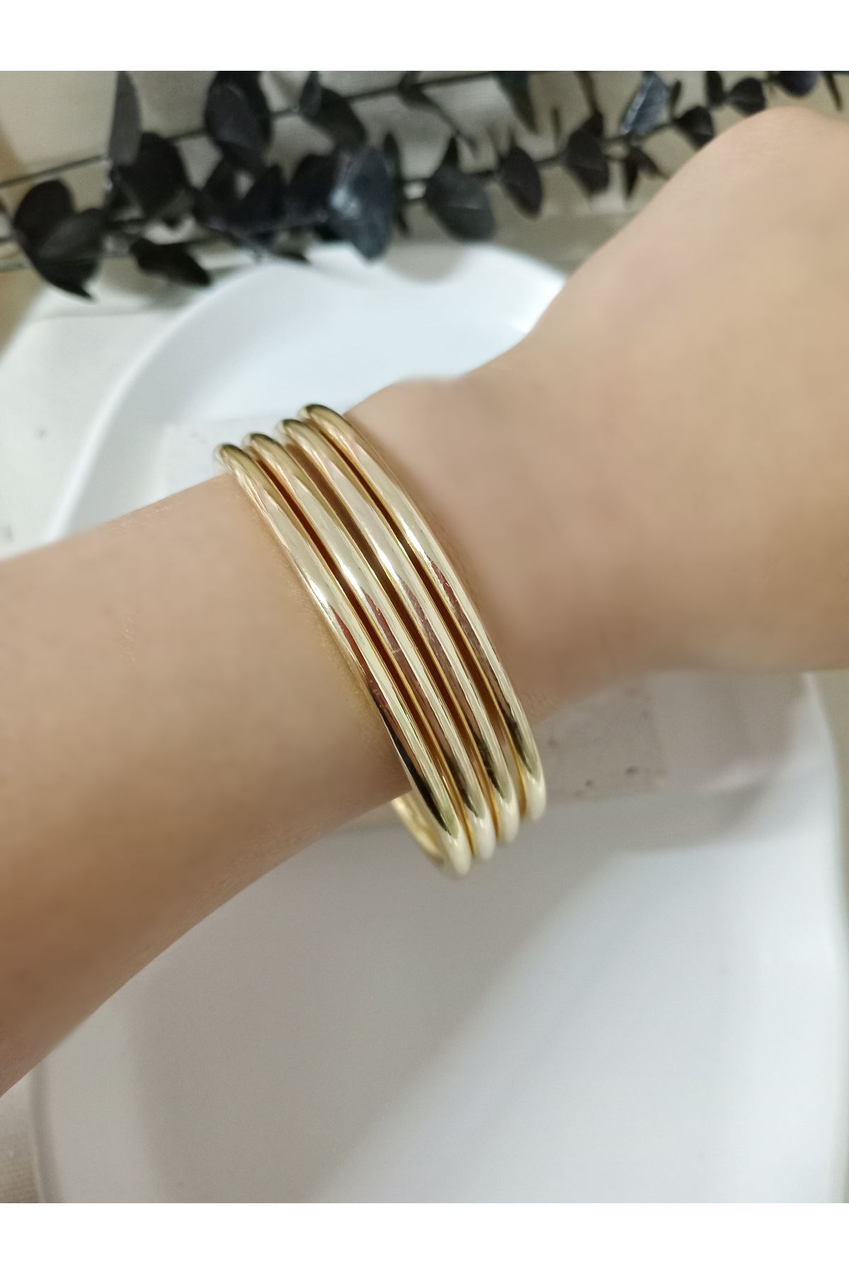 Marka Model, 4 Adet Gold Bilezık, Çap:7cm