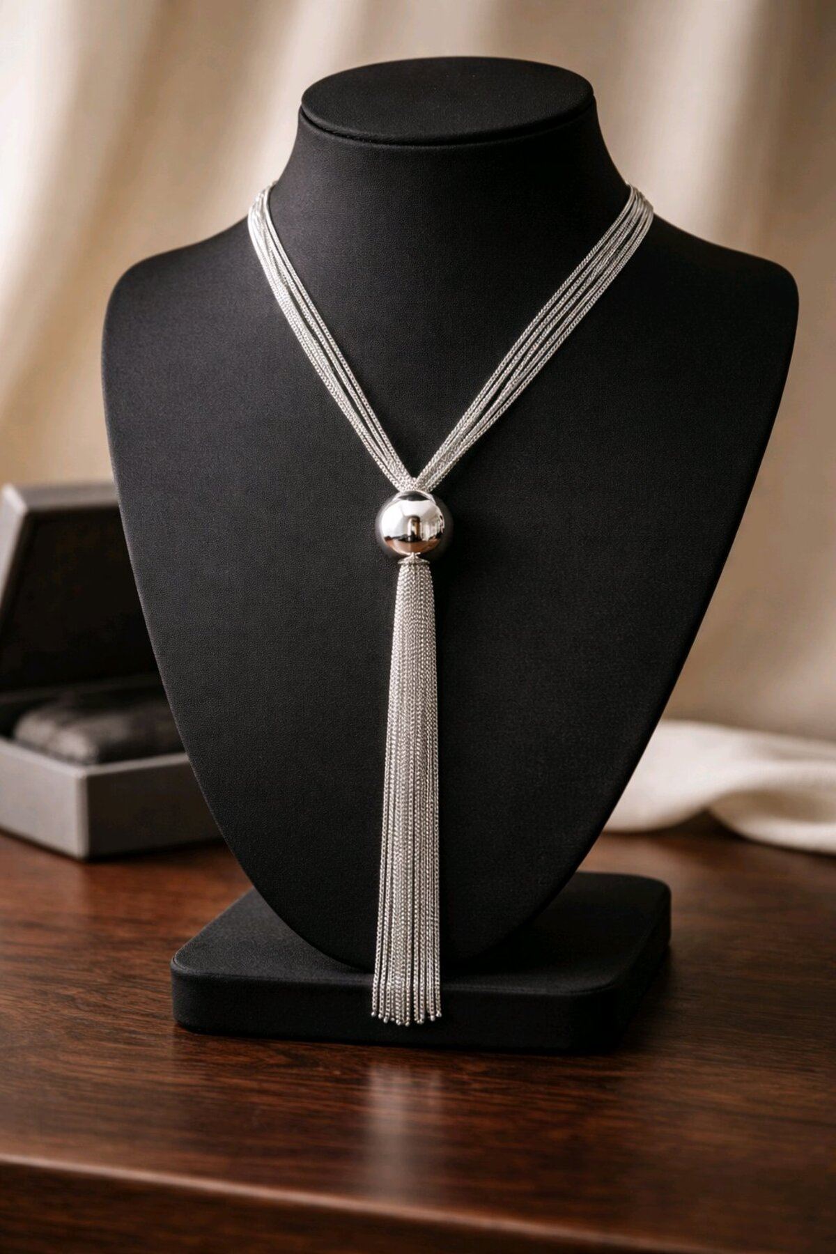 Gümüş Çoklu Zincir Şık Elegant Y Kolye