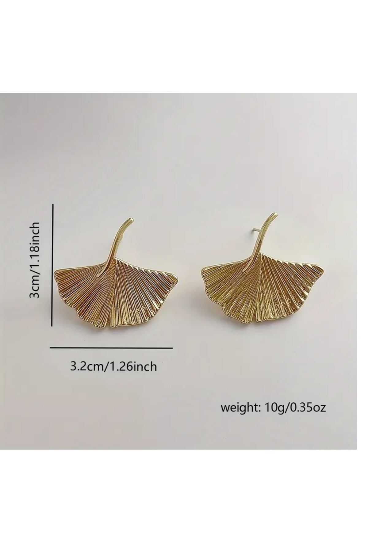Gümüş Yaprak Gingko Küpe Vintage