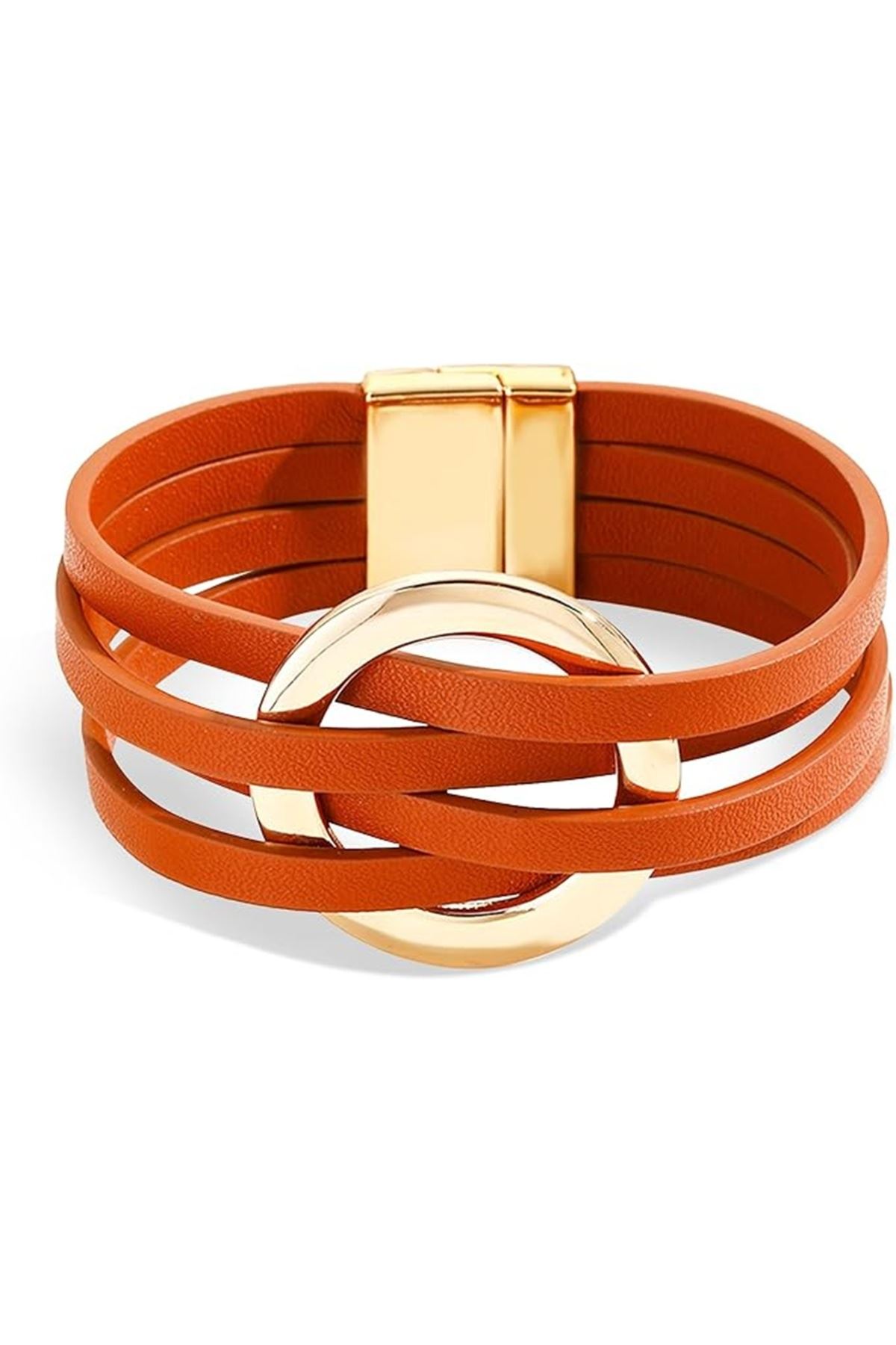 Turuncu Gold Tokalı Bileklik