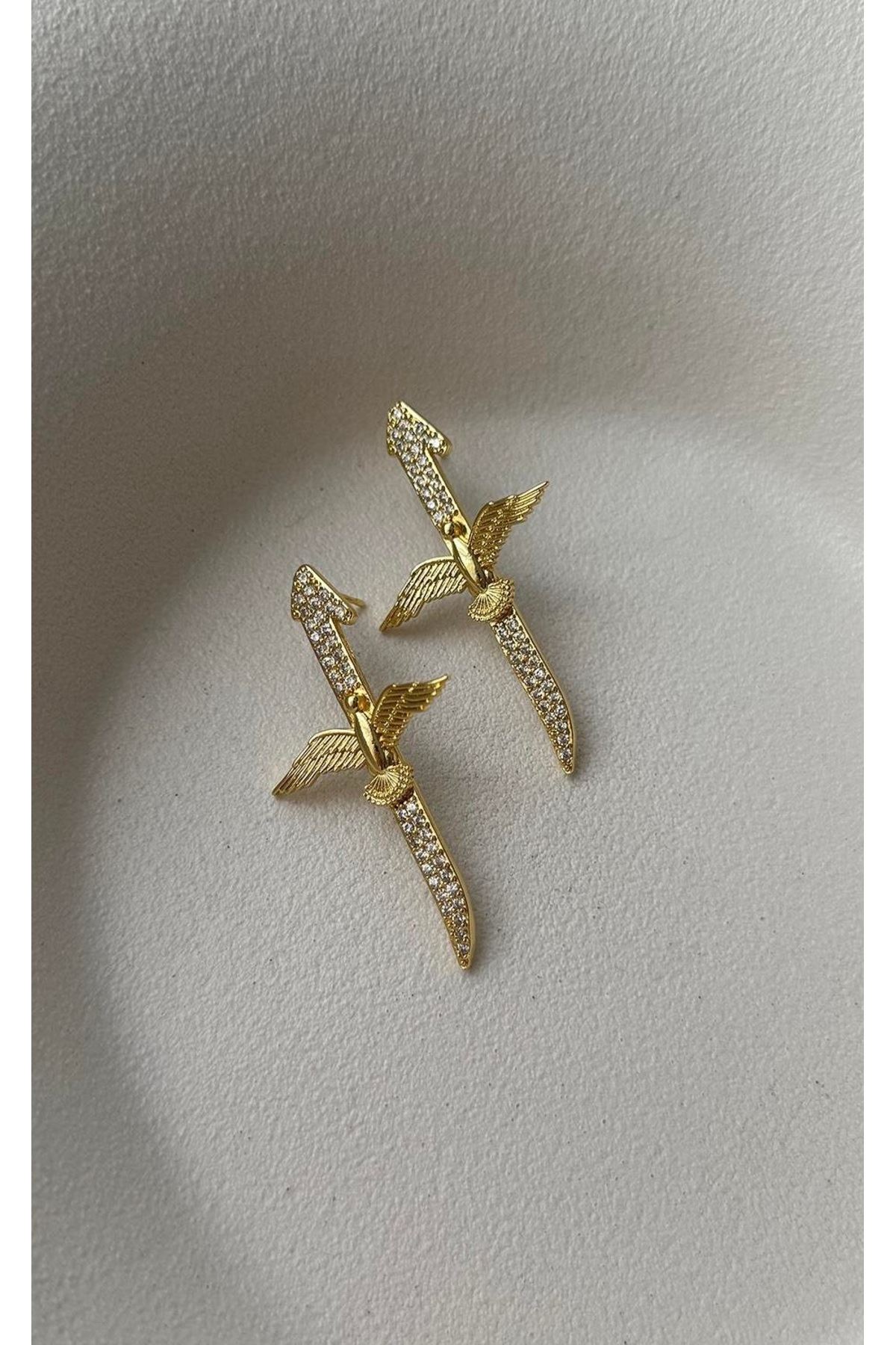 316L Çelik Gold Elif Kadın Küpe