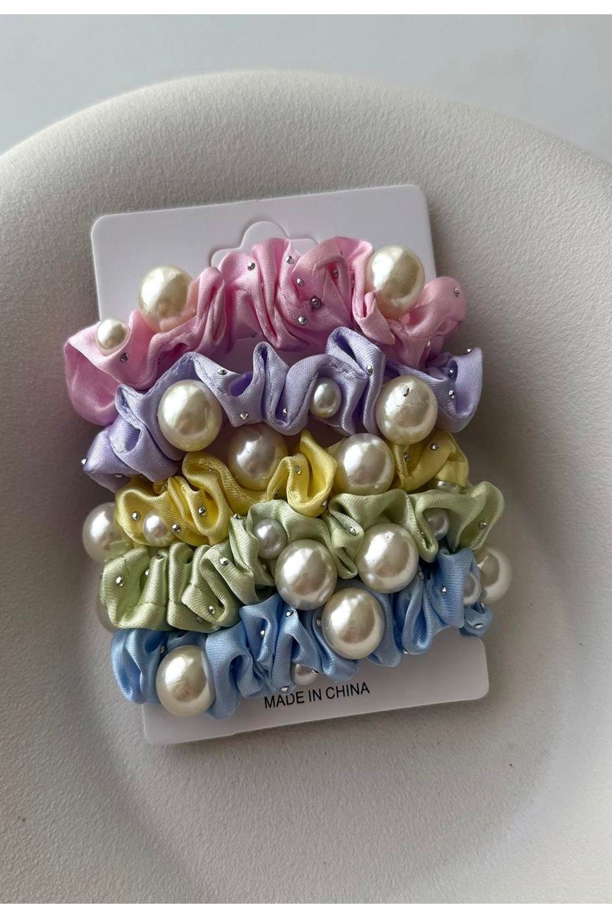 5 li Set İncili Lastik Toka
