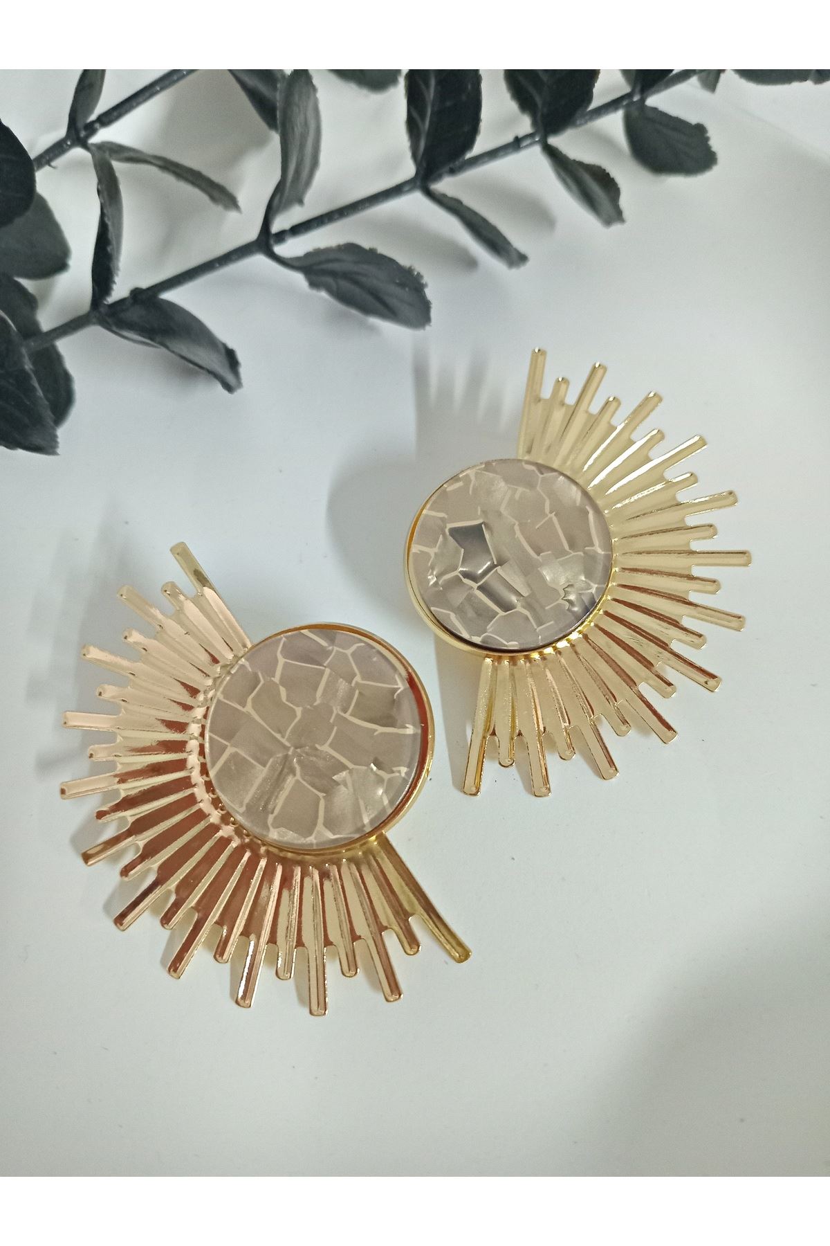 Marka Model, Bej Yarım Güneş Kadın Küpe