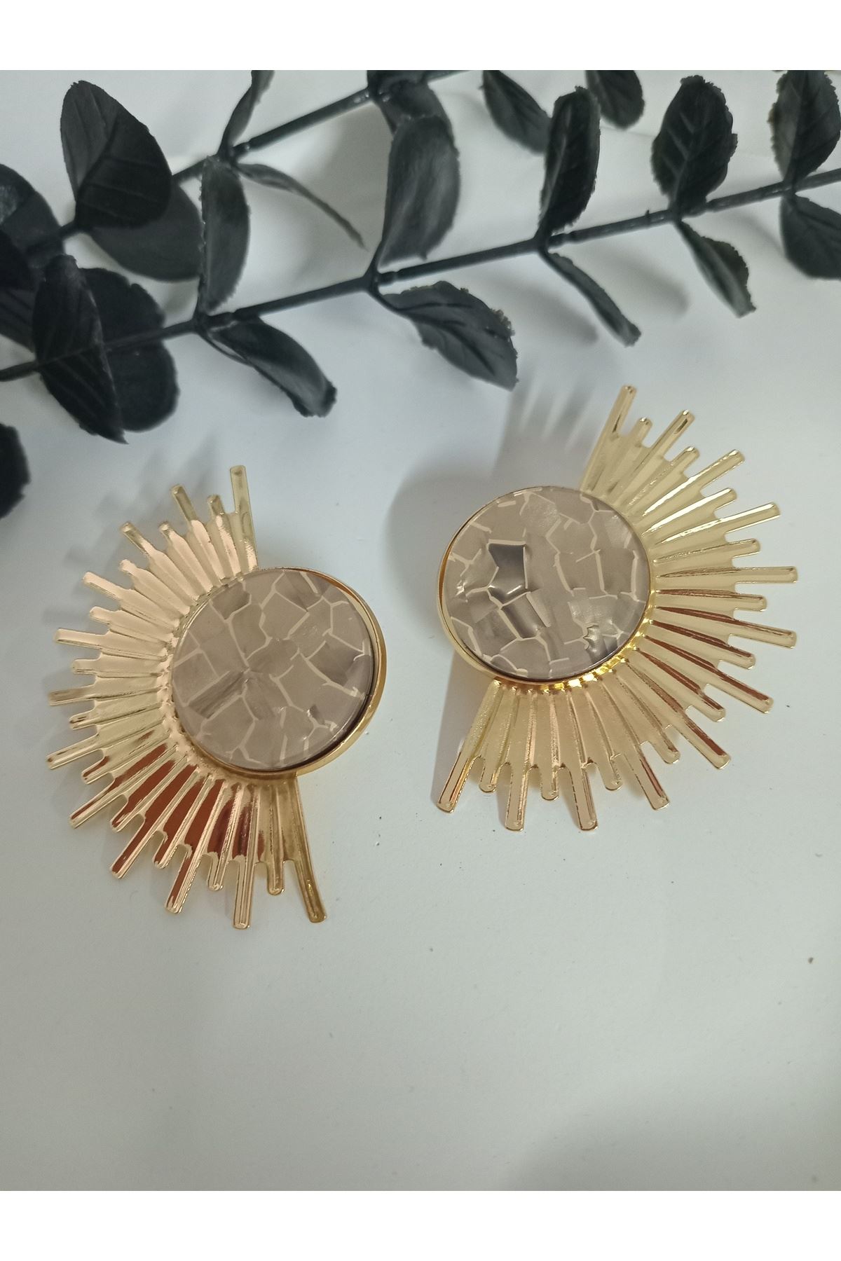 Marka Model, Bej Yarım Güneş Kadın Küpe
