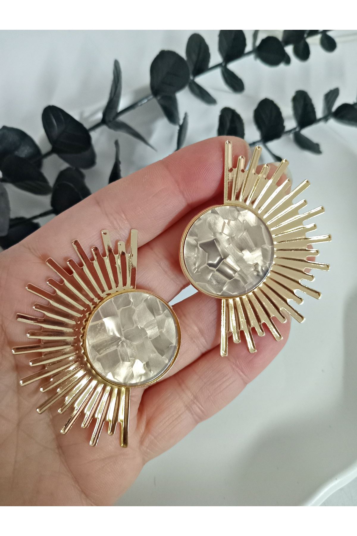 Marka Model, Bej Yarım Güneş Kadın Küpe