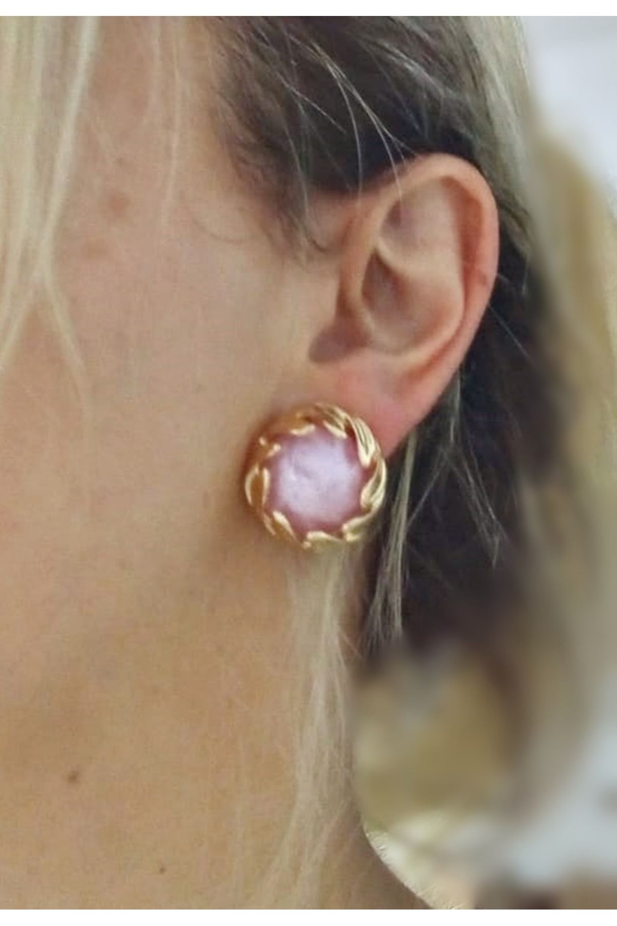 Pembe Gold Çok Şık Kadın Küpe